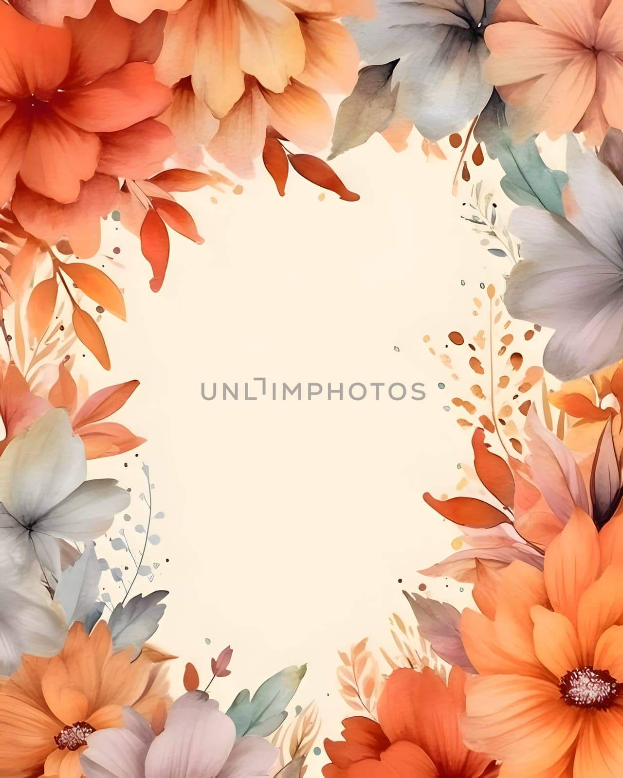 Frame with flowers and leaves on a light background. by ThemesS