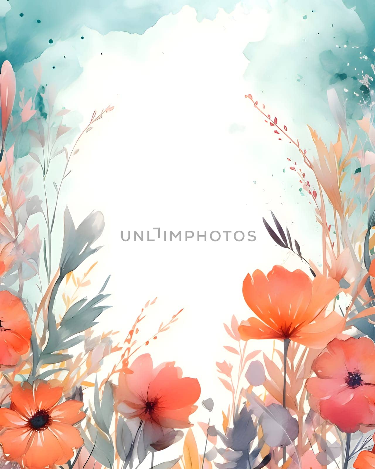 Frame with flowers and leaves on a light background. by ThemesS