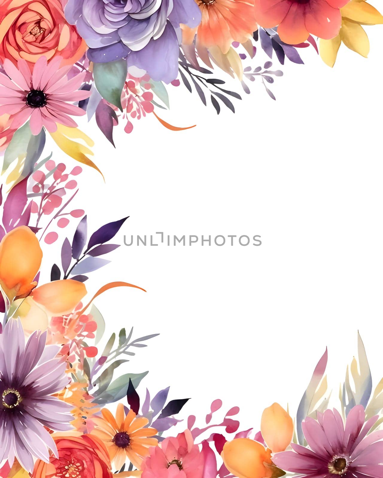 Frame with flowers and leaves on a light background. by ThemesS