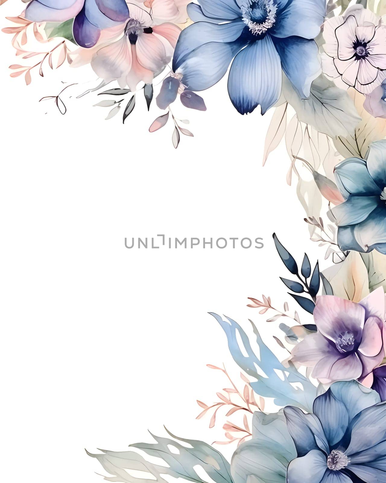 Frame with flowers and leaves on a light background. by ThemesS