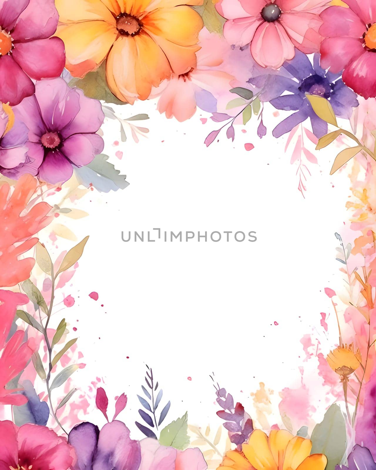 Frame with flowers and leaves on a light background. by ThemesS