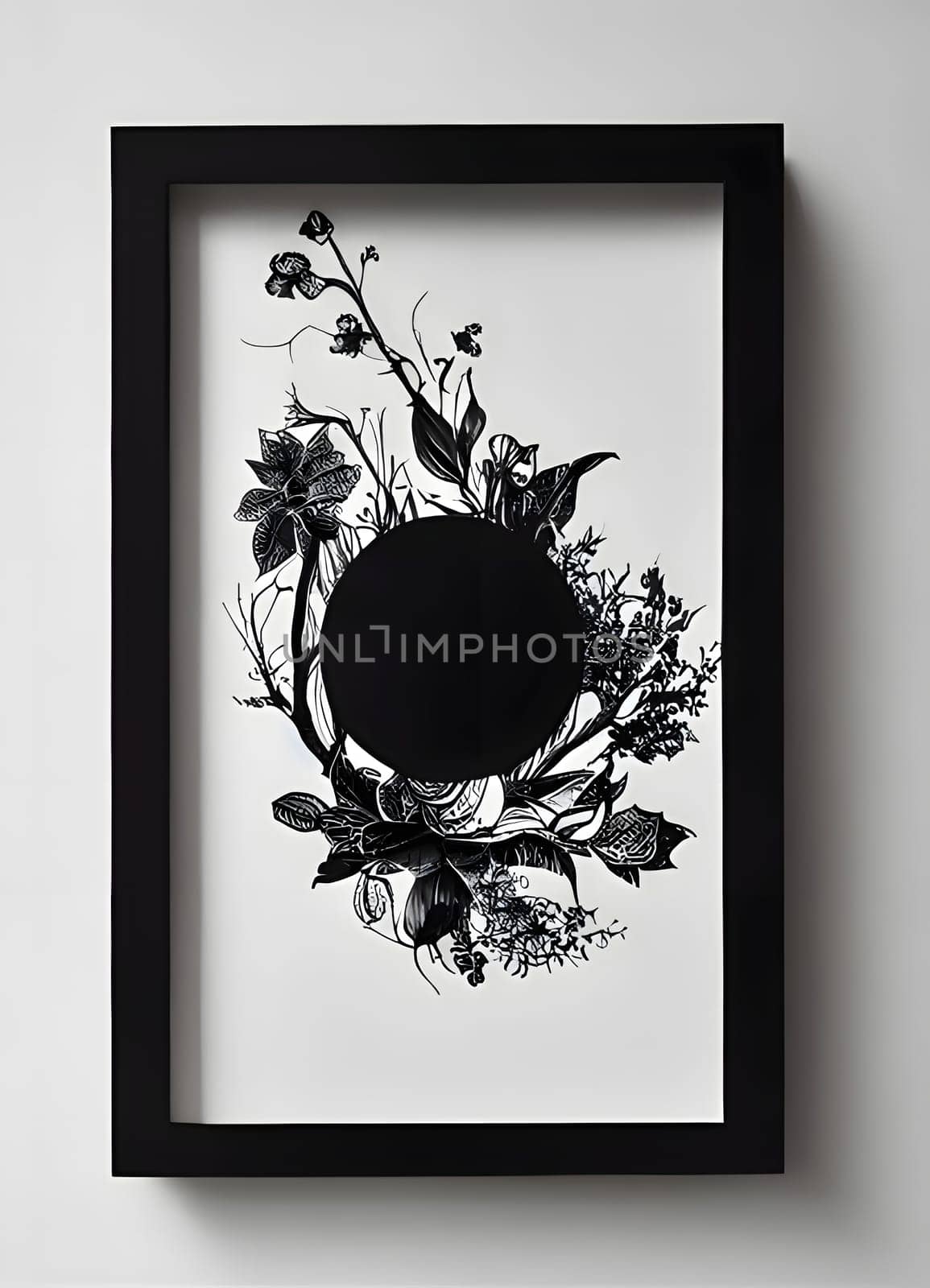 Black and white flowers artfully framed create a stylish and visually captivating composition.