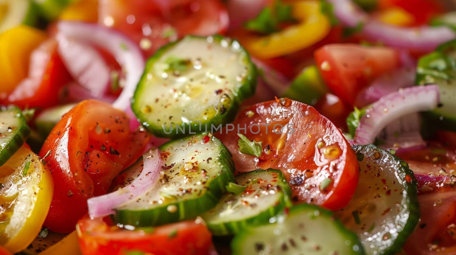 Tasty salad, Vegetable salad, Fresh and healthy food, Salad with vegetables and greens by nijieimu