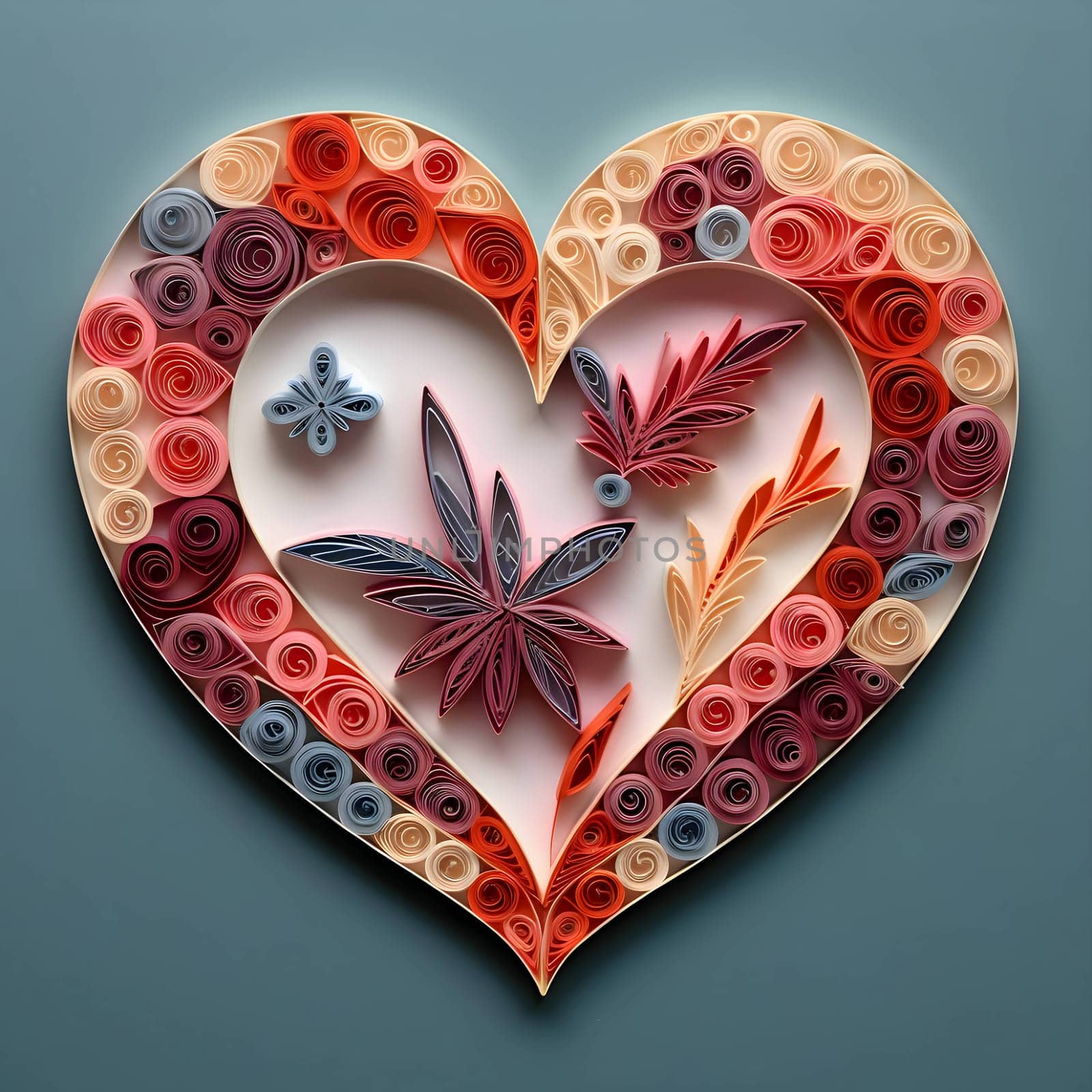 A heart-shaped arrangement of vibrant flowers.