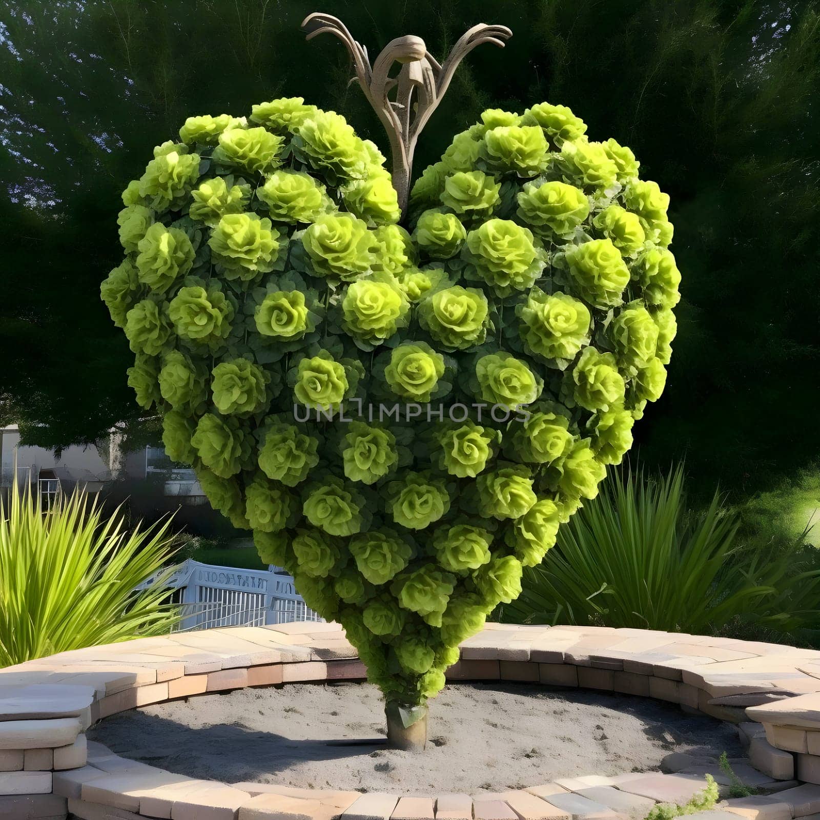 A heart-shaped formation of lush green plants, symbolizing love and the beauty of nature.