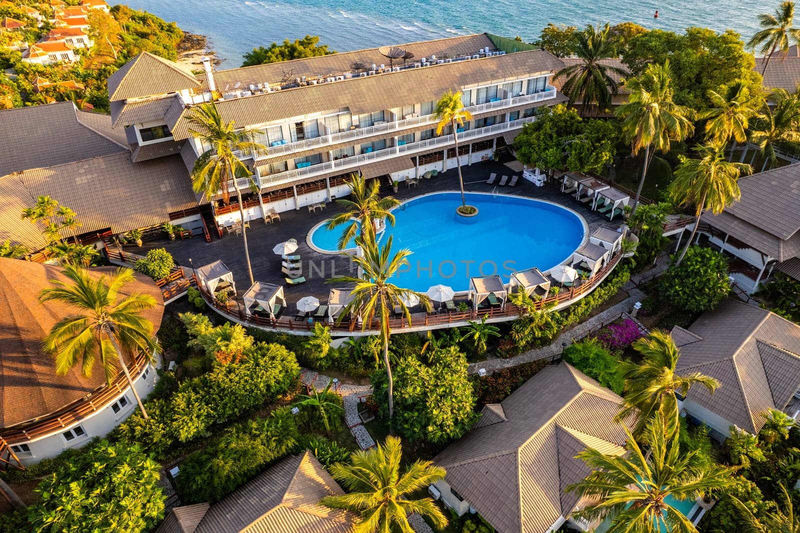 View of a pool resort in Panwa beach in Phuket, Thailand, south east asia