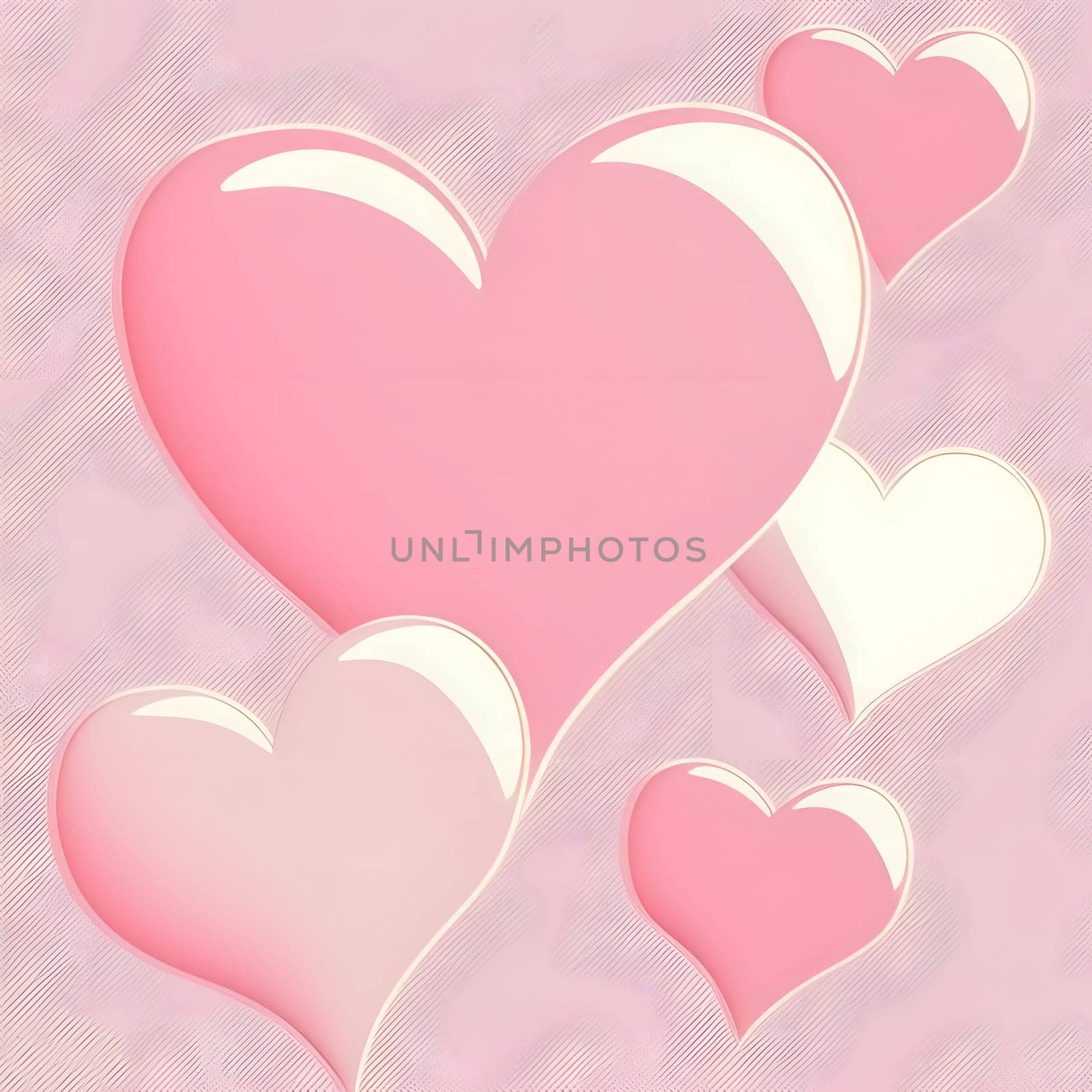 Pink and white hearts on a pink background. Heart as a symbol of affection and love. The time of falling in love and love.