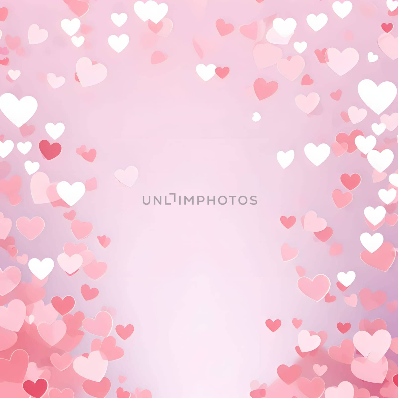 Pink card with red pink and white hearts around the place for your own content in the middle banner. Heart as a symbol of affection and love. The time of falling in love and love.