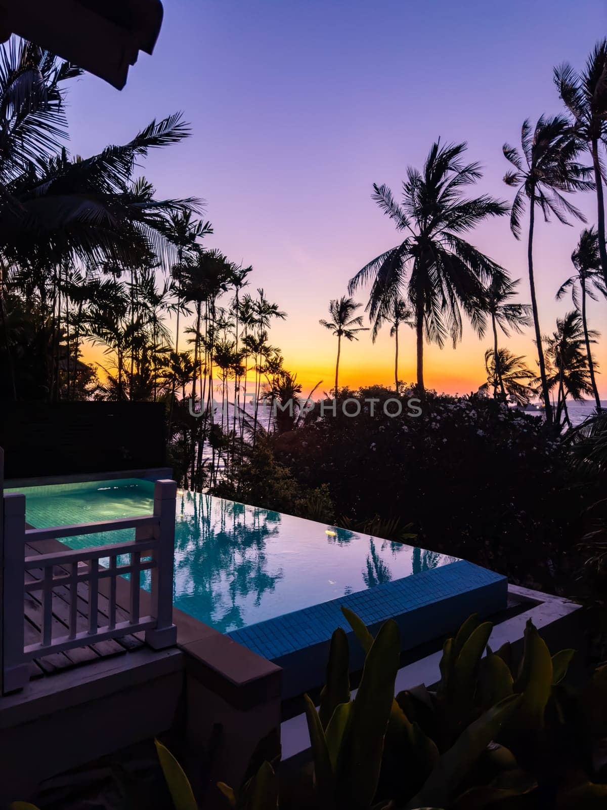 View of a pool resort in Panwa beach in Phuket, Thailand, south east asia