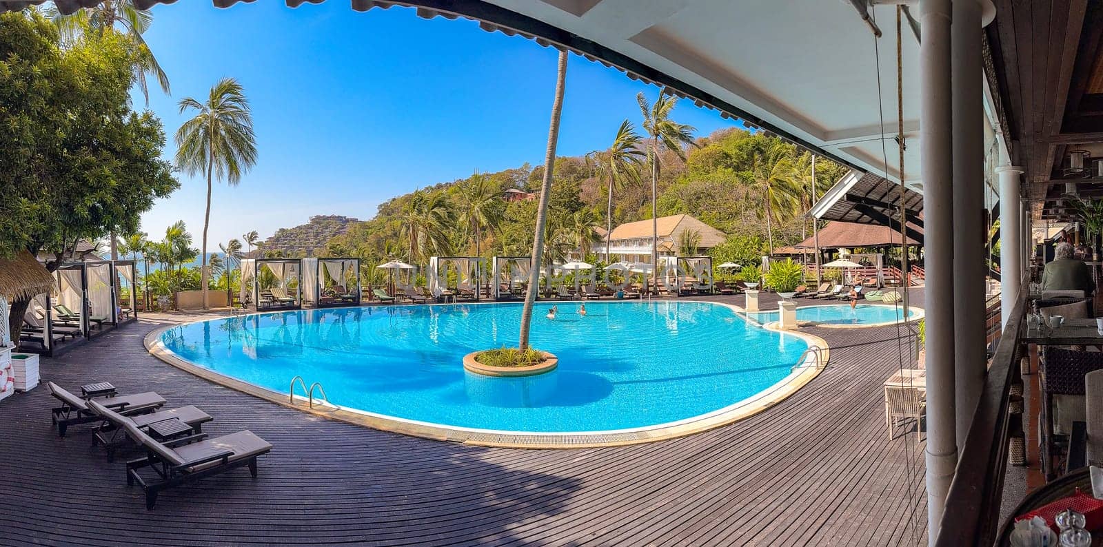 View of a pool resort in Panwa beach in Phuket, Thailand by worldpitou