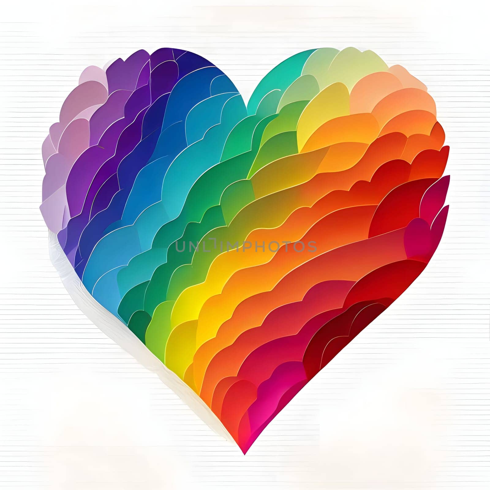 Colorful rainbow heart with colorful palna light background. Heart as a symbol of affection and love. The time of falling in love and love.