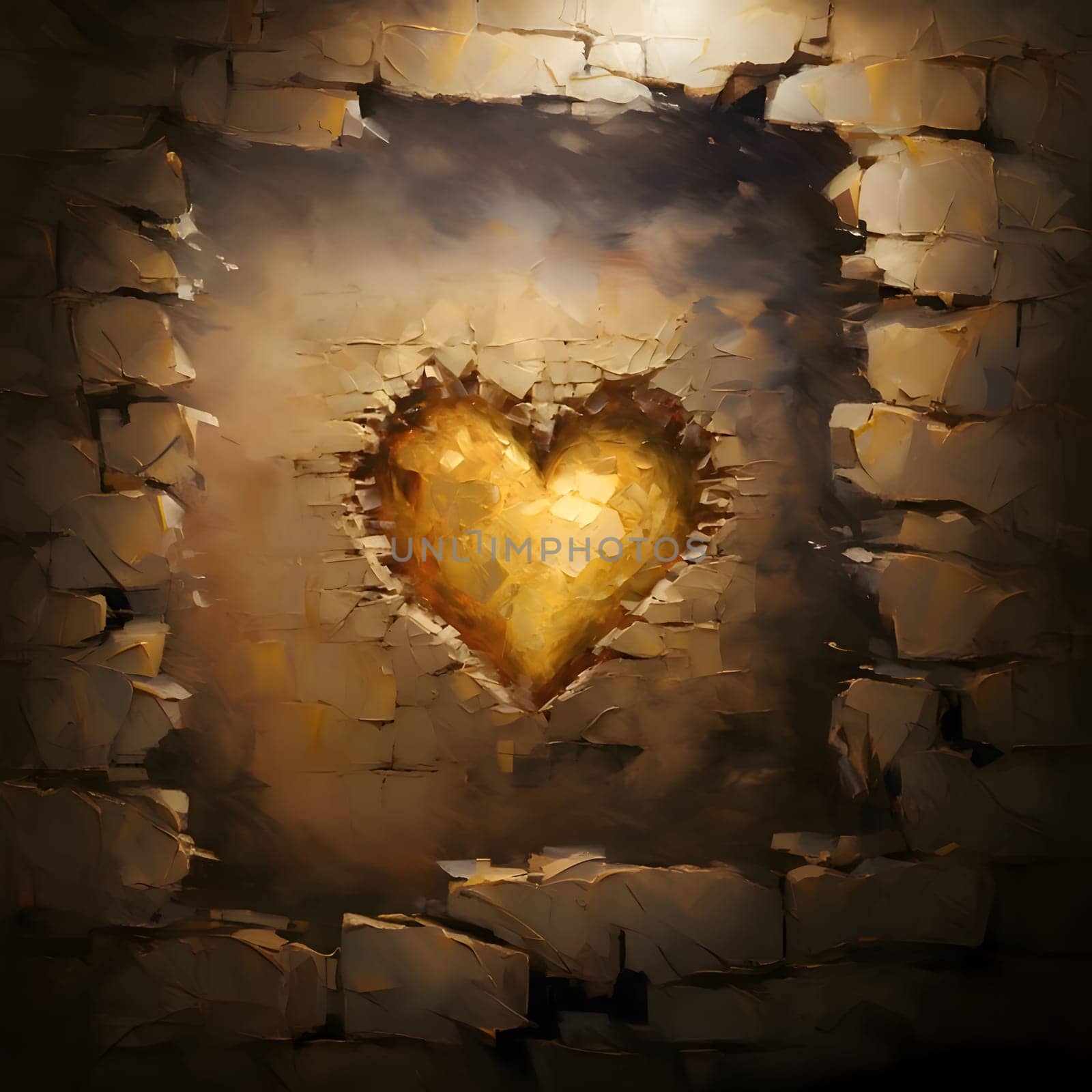 Heart shaped hole in the wall Heart as a symbol of affection and love. The time of falling in love and love.