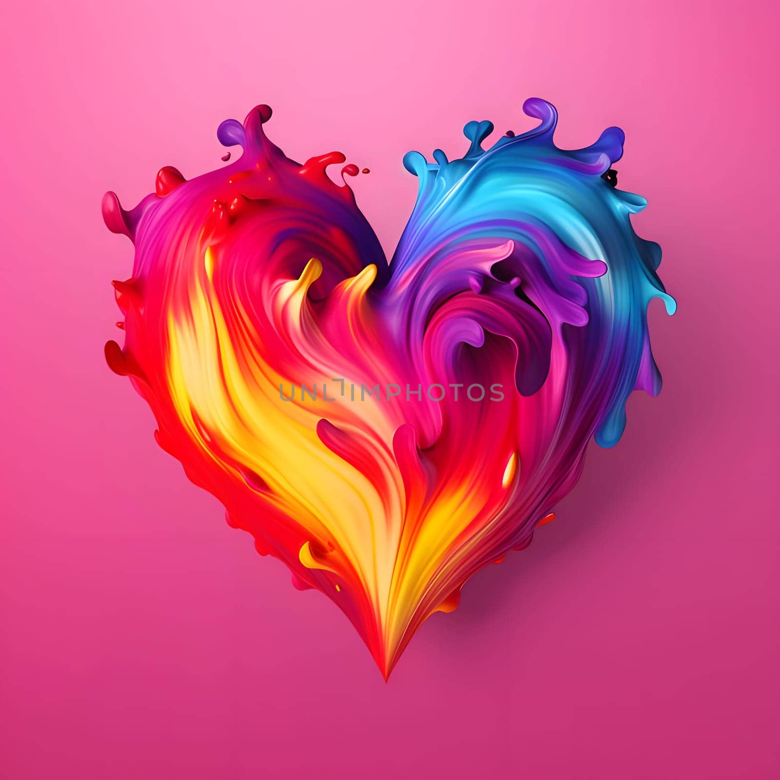 Colorful, rainbow, heart with waves, abstract composition, uniform background. Heart as a symbol of affection and love. by ThemesS