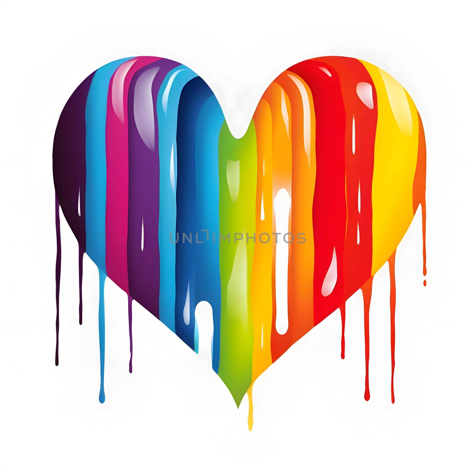 Colorful, rainbow, heart with waves, abstract composition, uniform background. Heart as a symbol of affection and love. The time of falling in love and love.