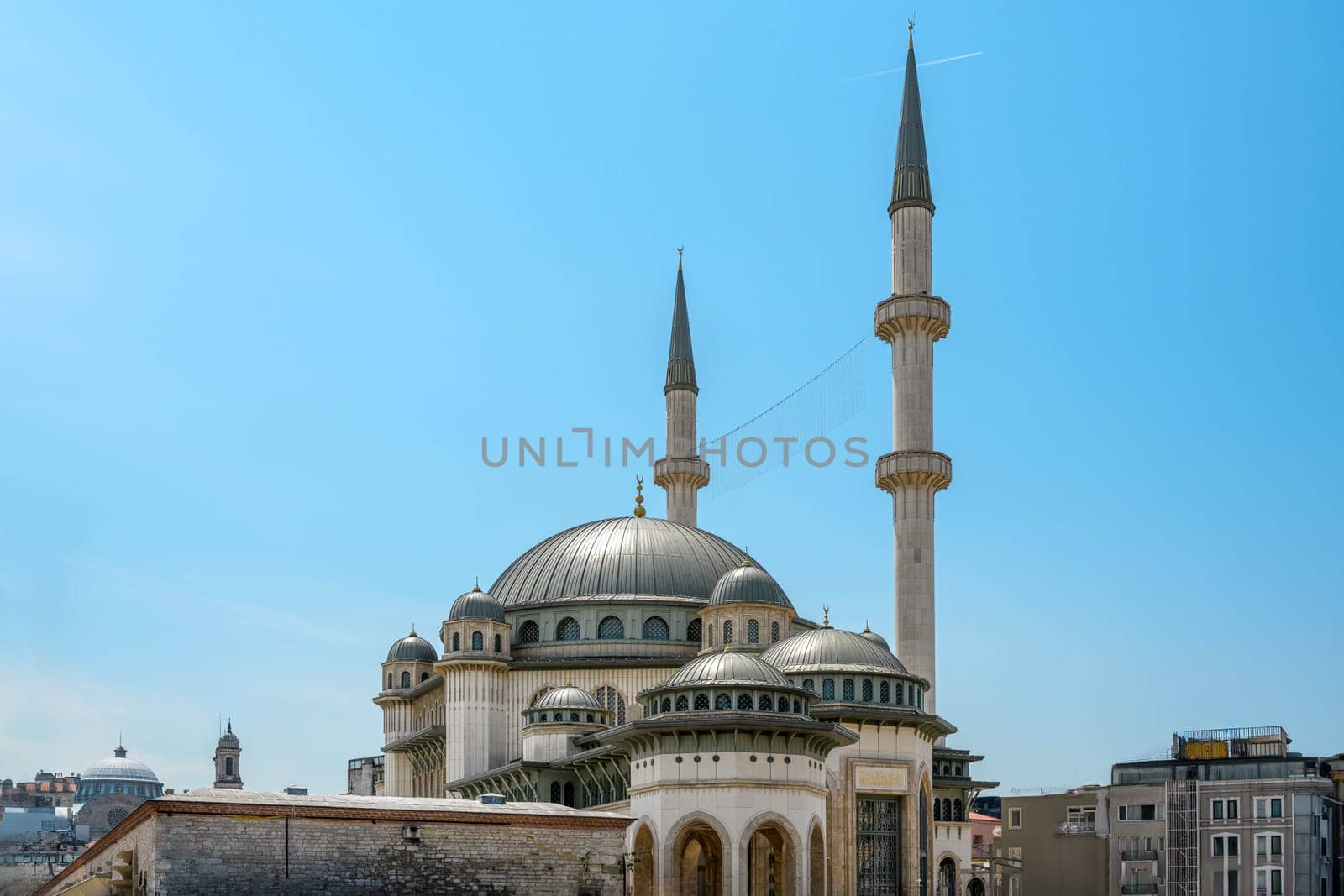 Taksim Mosque in Taksim Square in Istanbul on a sunny day