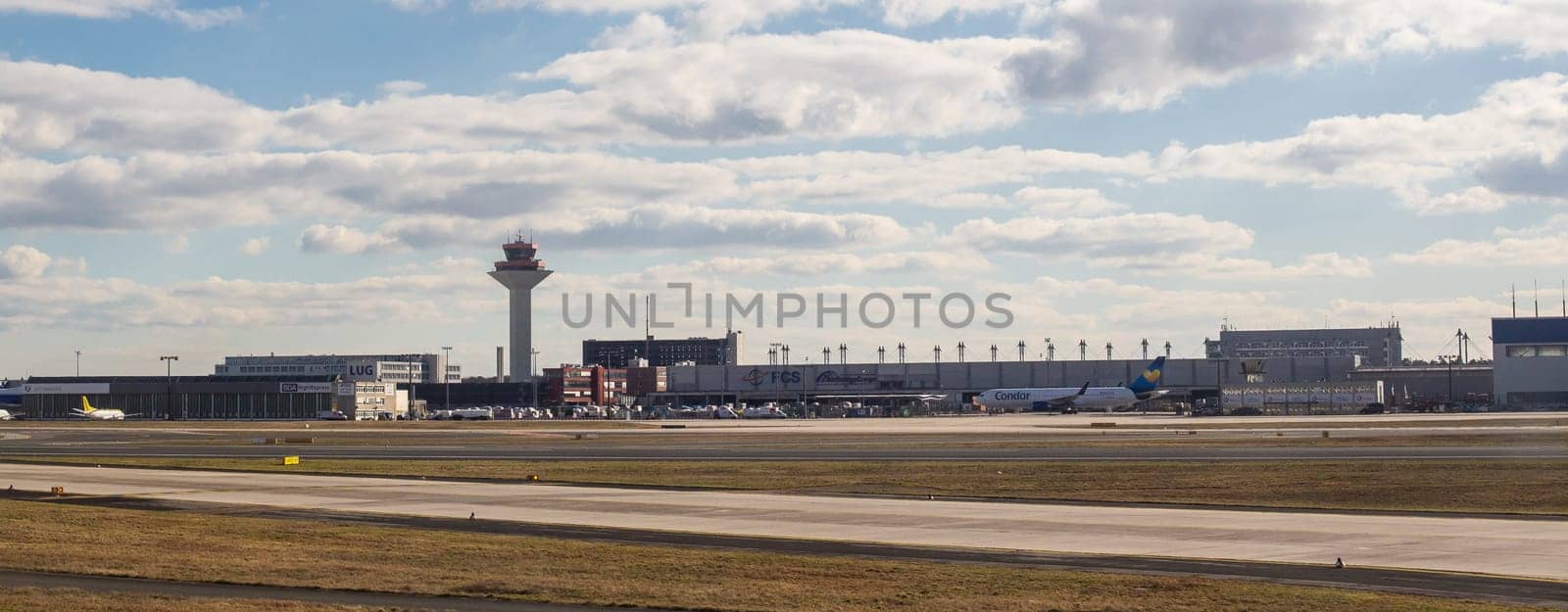 FRANKFURT,GERMANY-FEB 13: LUFHANSA AIRLINES logos at the terminal on Frankfurt airport on February 13,2018 in Frankfurt,Germany.