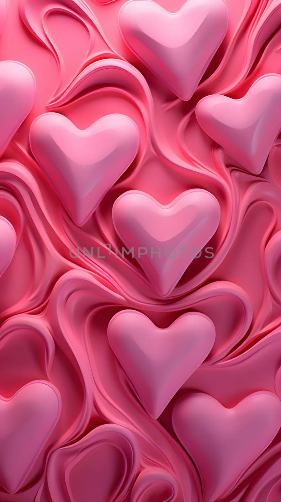 Elegant and modern. Pink hearts with ornaments matte as abstract background, wallpaper, banner, texture design with pattern - vector.