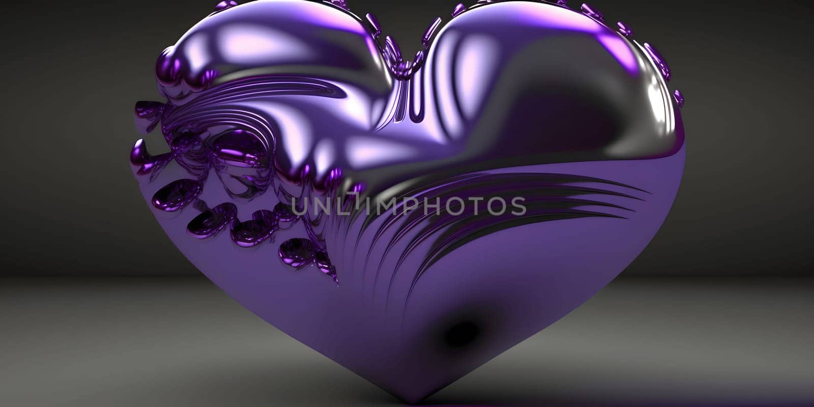 Balloon in the shape of a purple heart on a dark background. Heart as a symbol of affection and love. by ThemesS