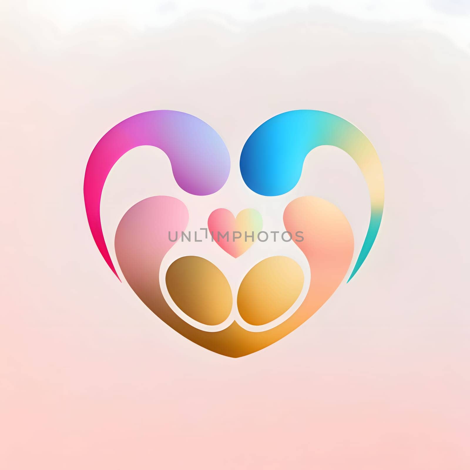 Logo concept. Colorful, rainbow abstract striped heart. Heart as a symbol of affection and love. The time of falling in love and love.
