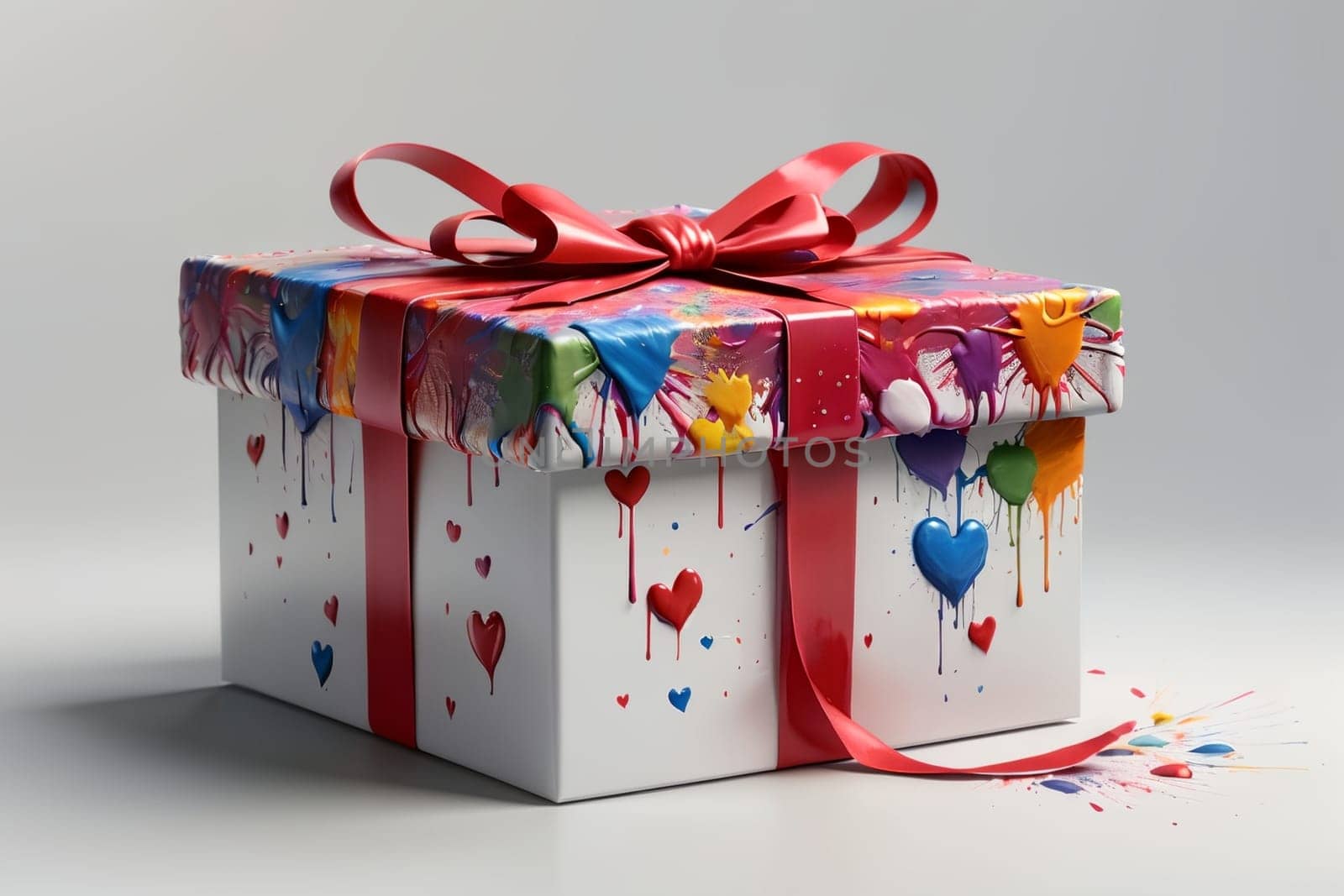 gift box with ribbon decorated with valentines by Rawlik