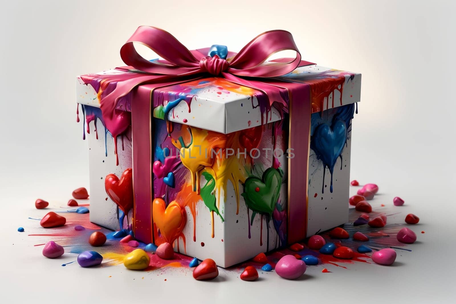 gift box with ribbon decorated with valentines by Rawlik