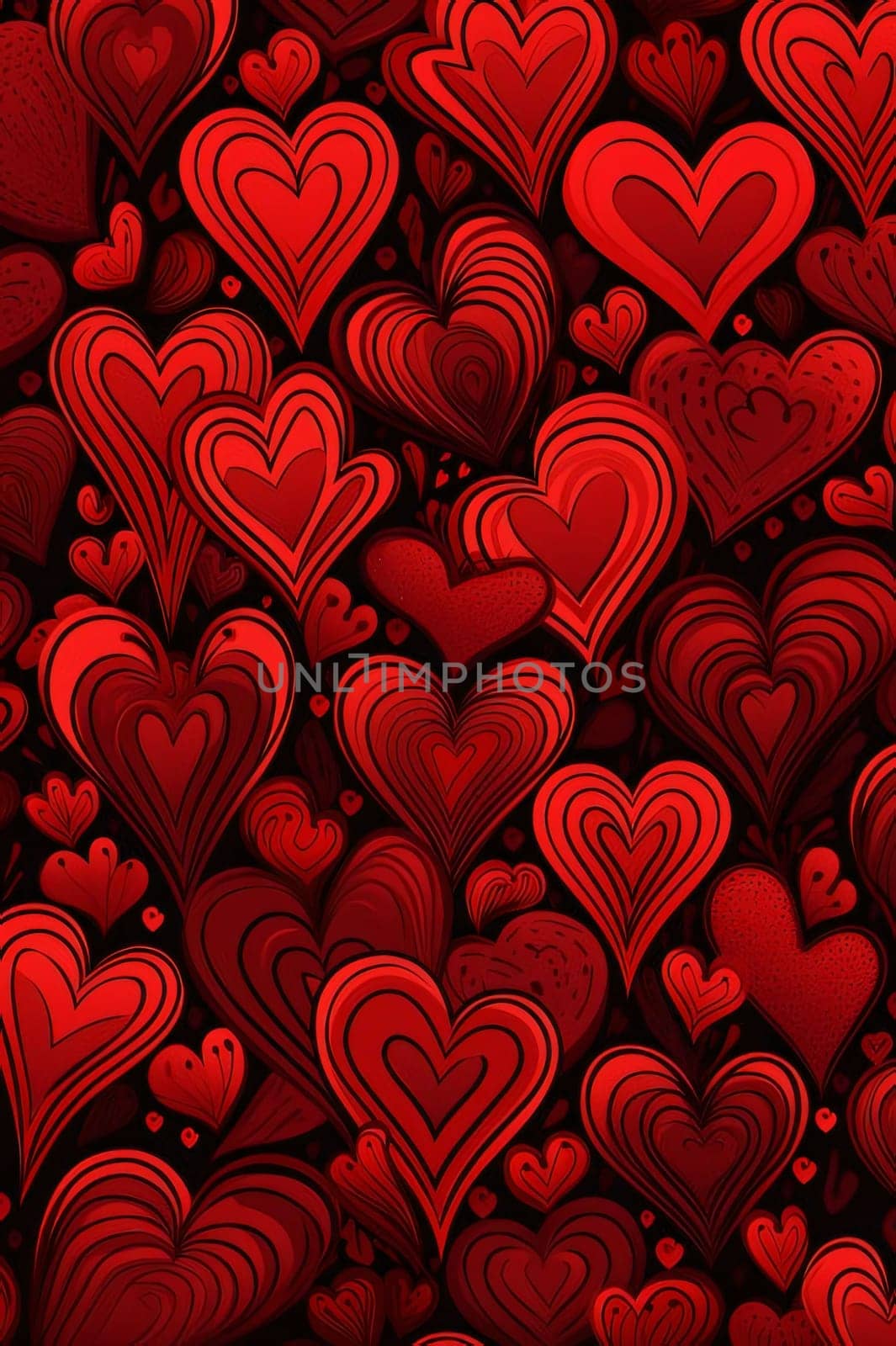 Red hearts as abstract background, wallpaper, banner, texture design with pattern - vector. by ThemesS