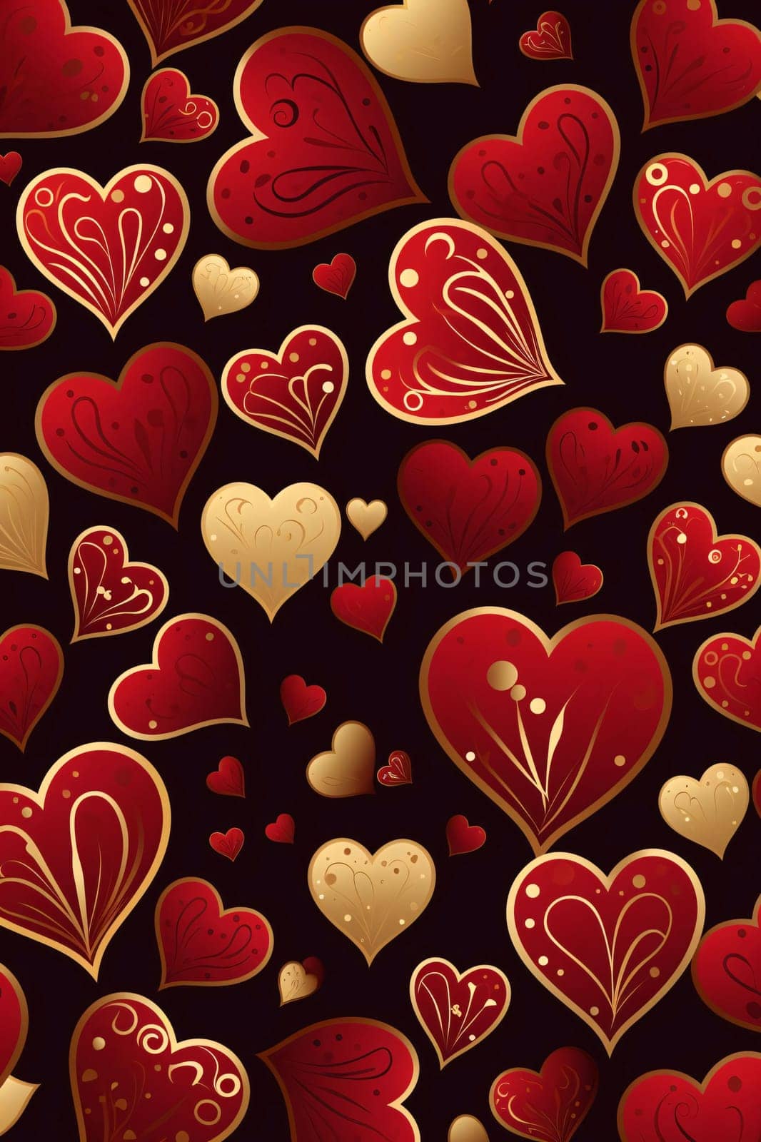 Red hearts as abstract background, wallpaper, banner, texture design with pattern - vector. by ThemesS