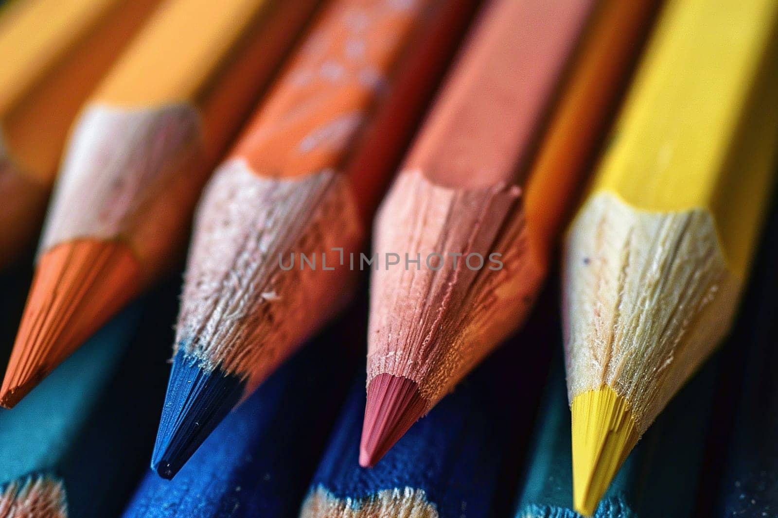 Colored pencils close-up. Generated by artificial intelligence by Vovmar