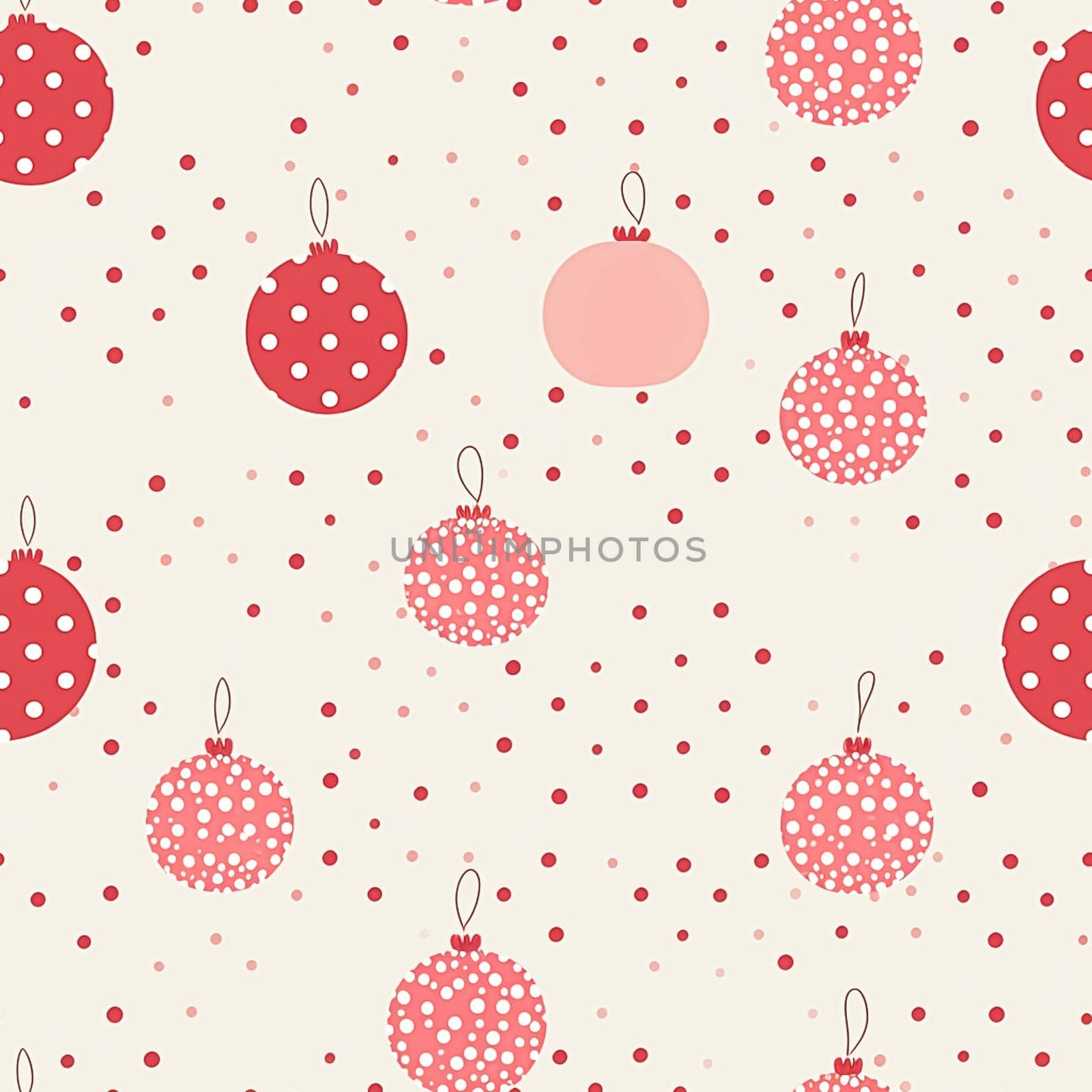 Christmas ornaments and decoration seamless pattern, holiday Christmas tree baubles, tileable country style print for wallpaper, wrapping paper, scrapbook, fabric and product design by Anneleven