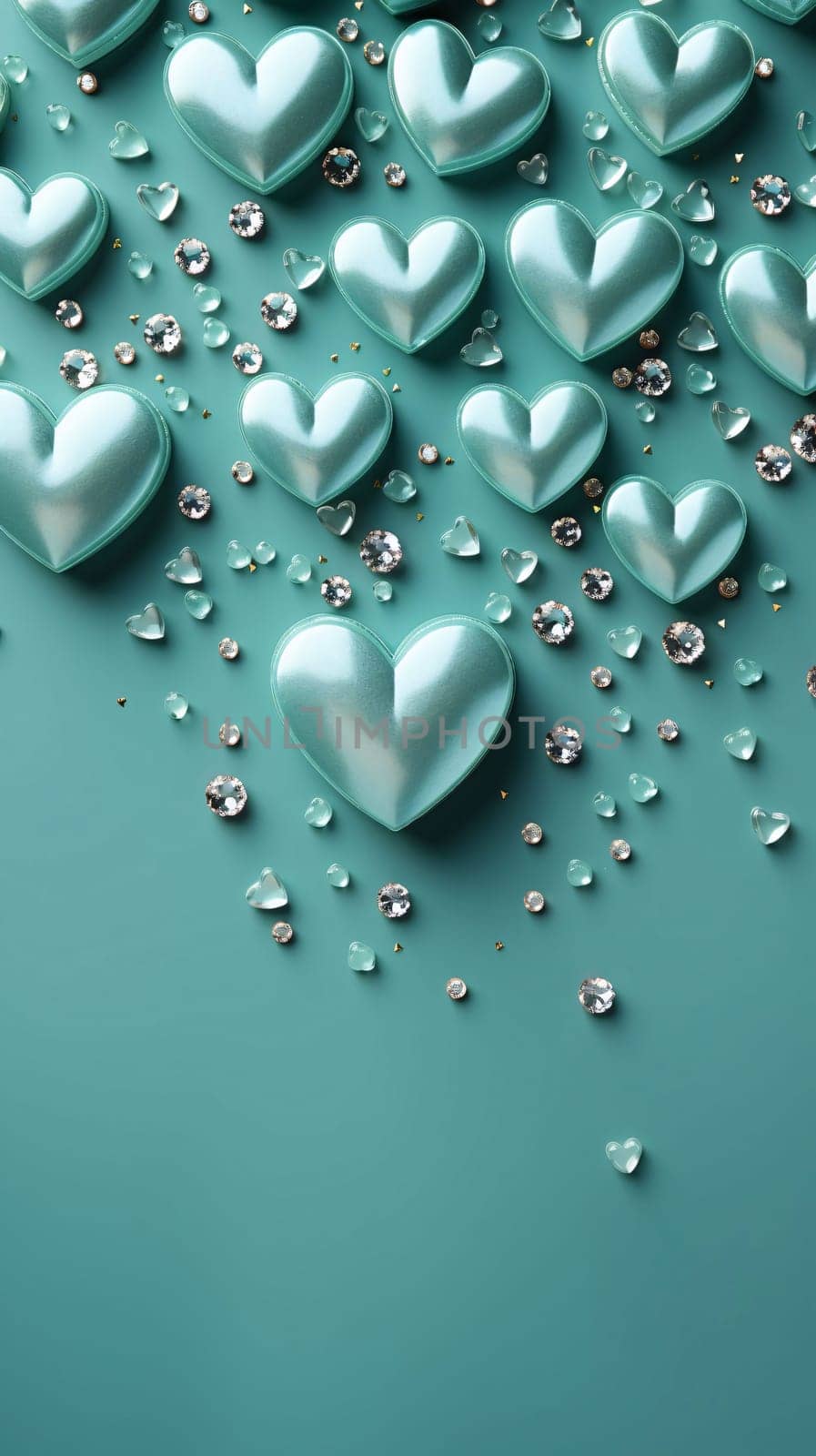 Green celadon hearts and scattered diamonds.Valentine's Day banner with space for your own content. by ThemesS