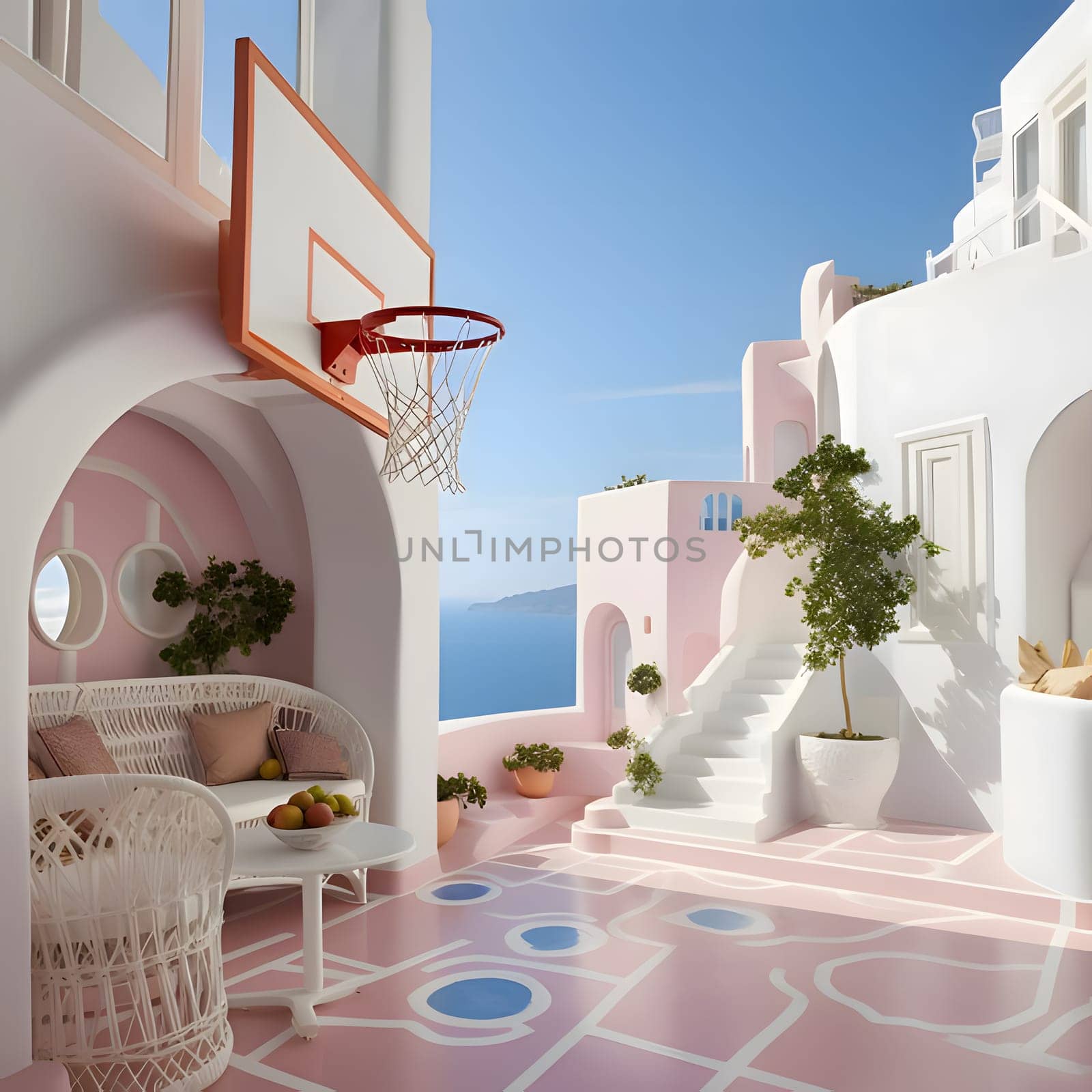 A luxurious pink mansion, designed in Barbie style, exudes elegance and charm with its vibrant colors and glamorous details.