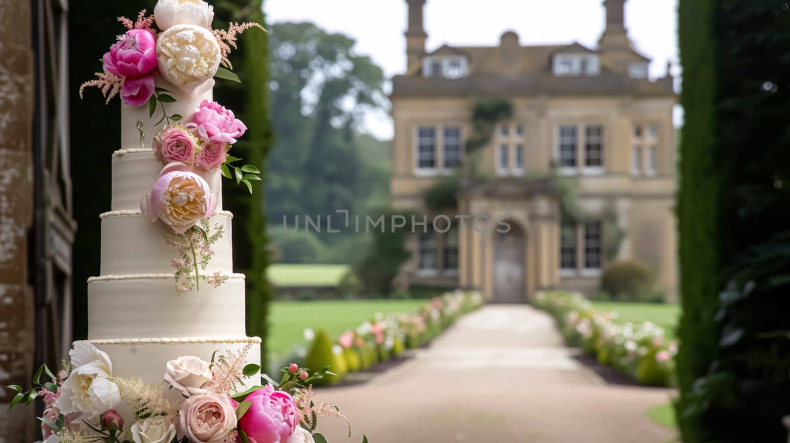 Wedding decoration with peonies, floral decor and event celebration, peony flowers and wedding ceremony in the garden, English country style