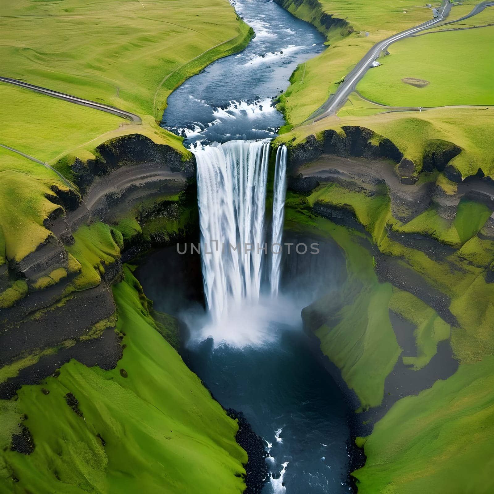 Capturing Skogafoss: Aerial View of Iceland's Famous Natural Wonder