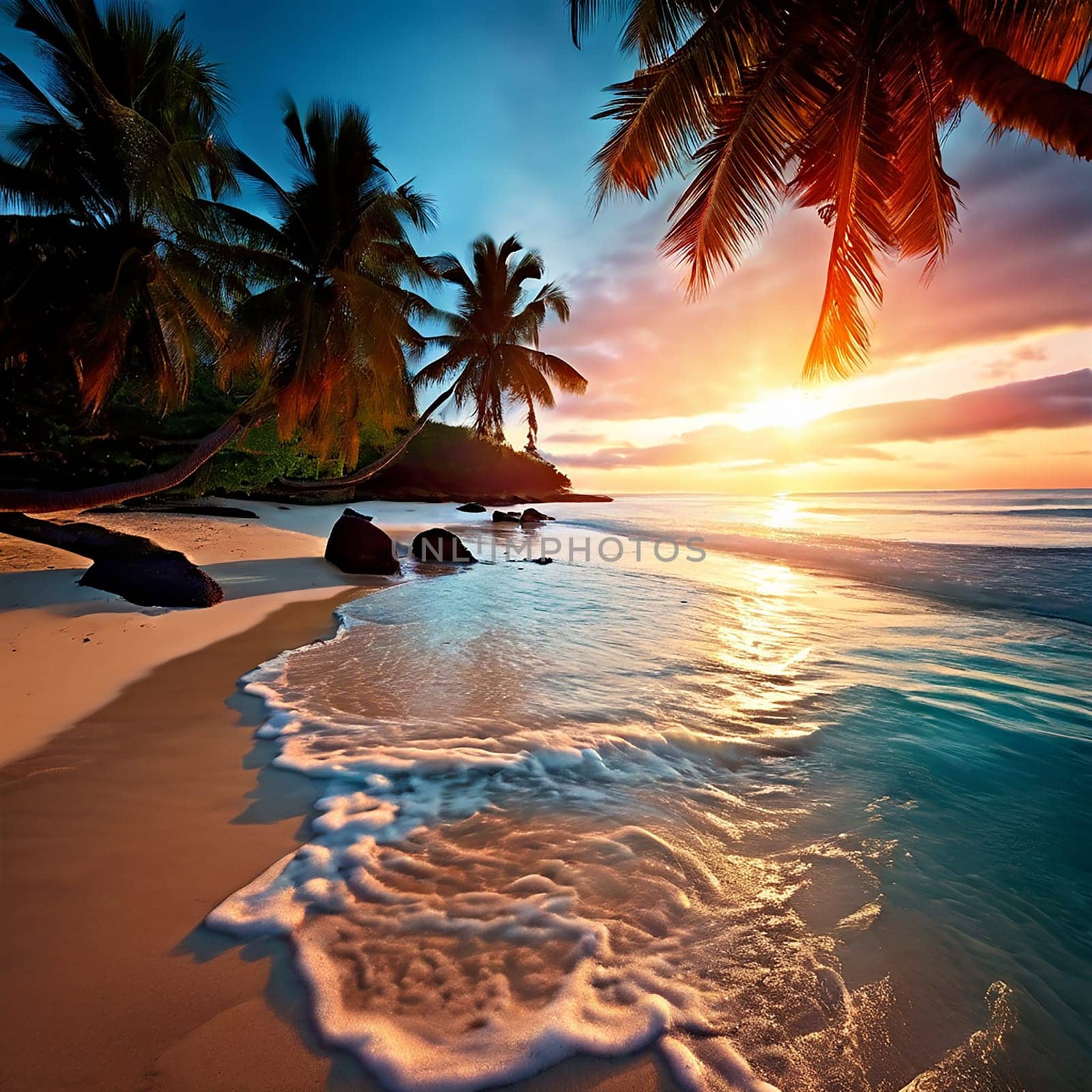 Tropical Bliss: Serene Beauty of the Beautiful Blue Water Beach