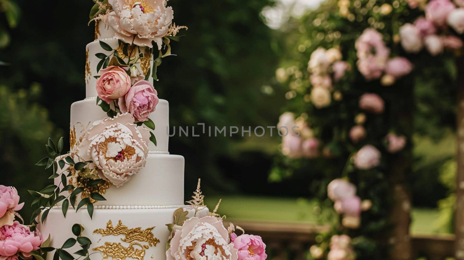 Wedding decoration with peonies, floral decor and event celebration, peony flowers and wedding ceremony in the garden, English country style