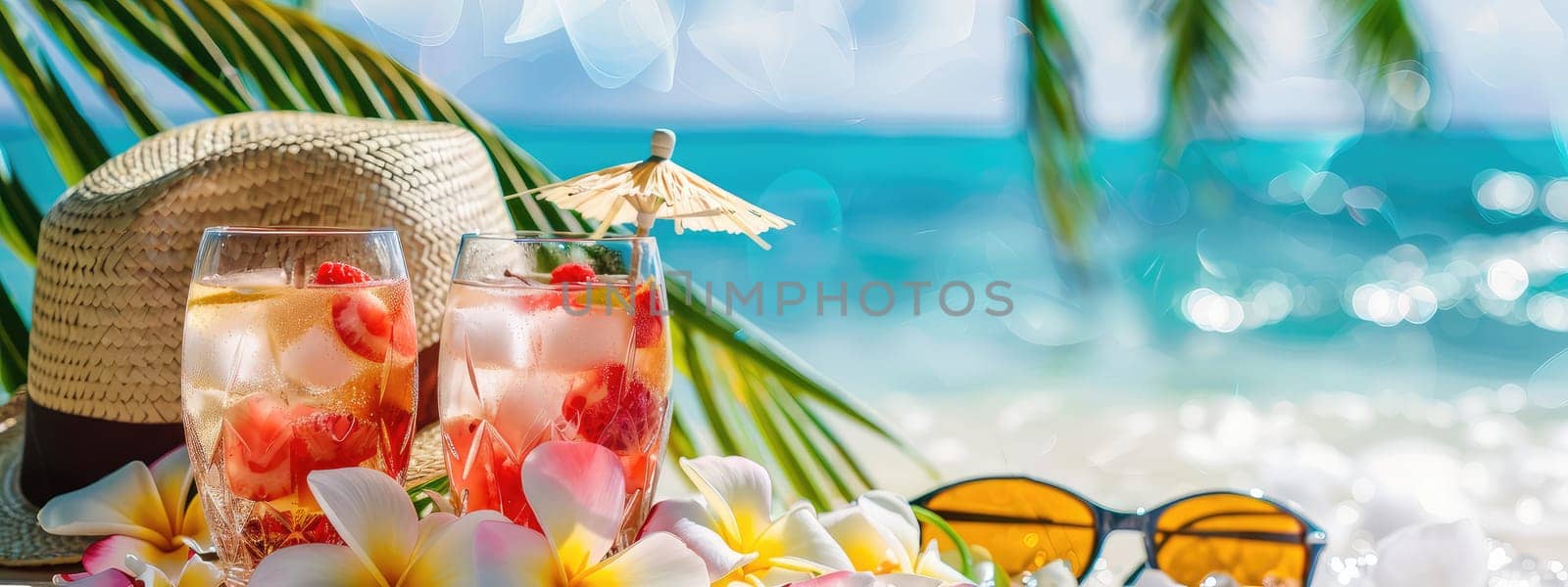 Beautiful exotic cocktails on the beach. Selective focus. drinks.