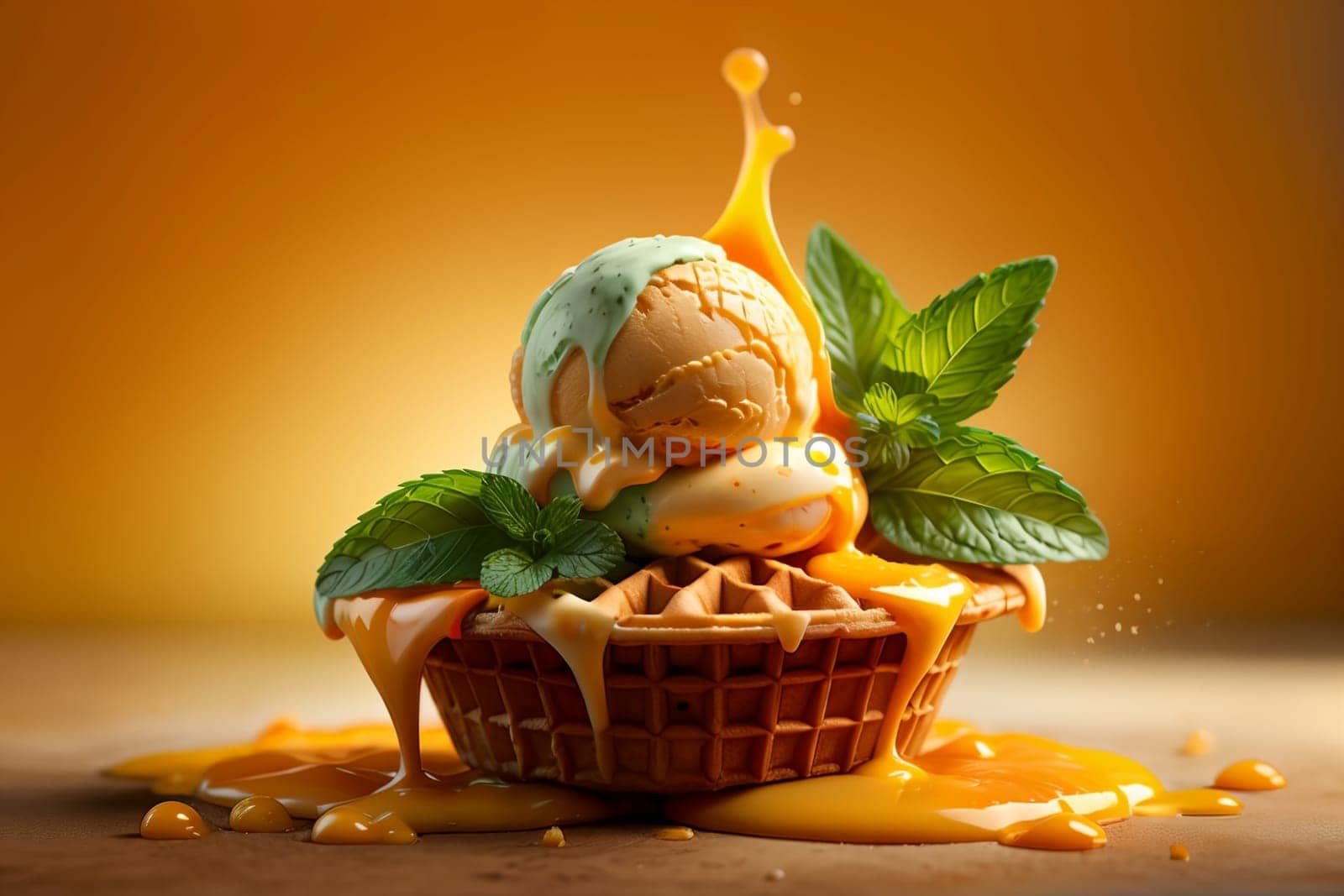 balls of juicy mint orange ice cream by Rawlik