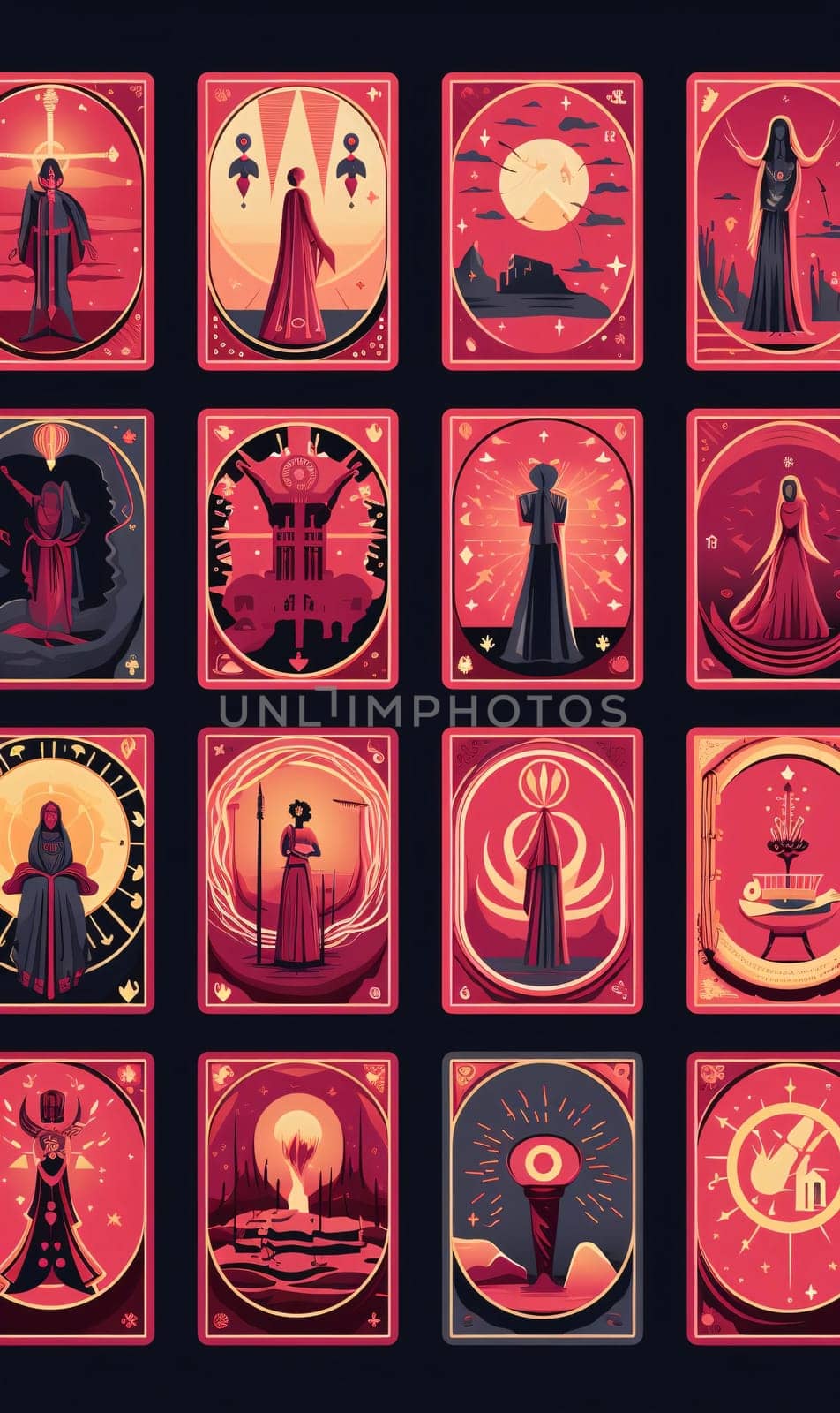 Vector set of tarot cards and fortune teller illustrations. Tarot cards and fortune telling icons. by ThemesS