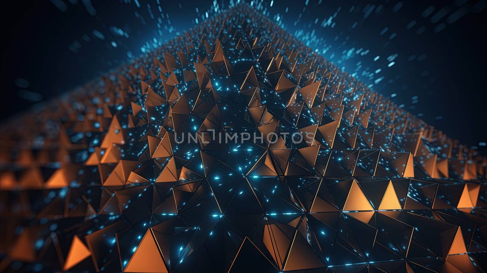 Abstract background with structure of neon triangles and technology style. Generated AI. by SwillKch