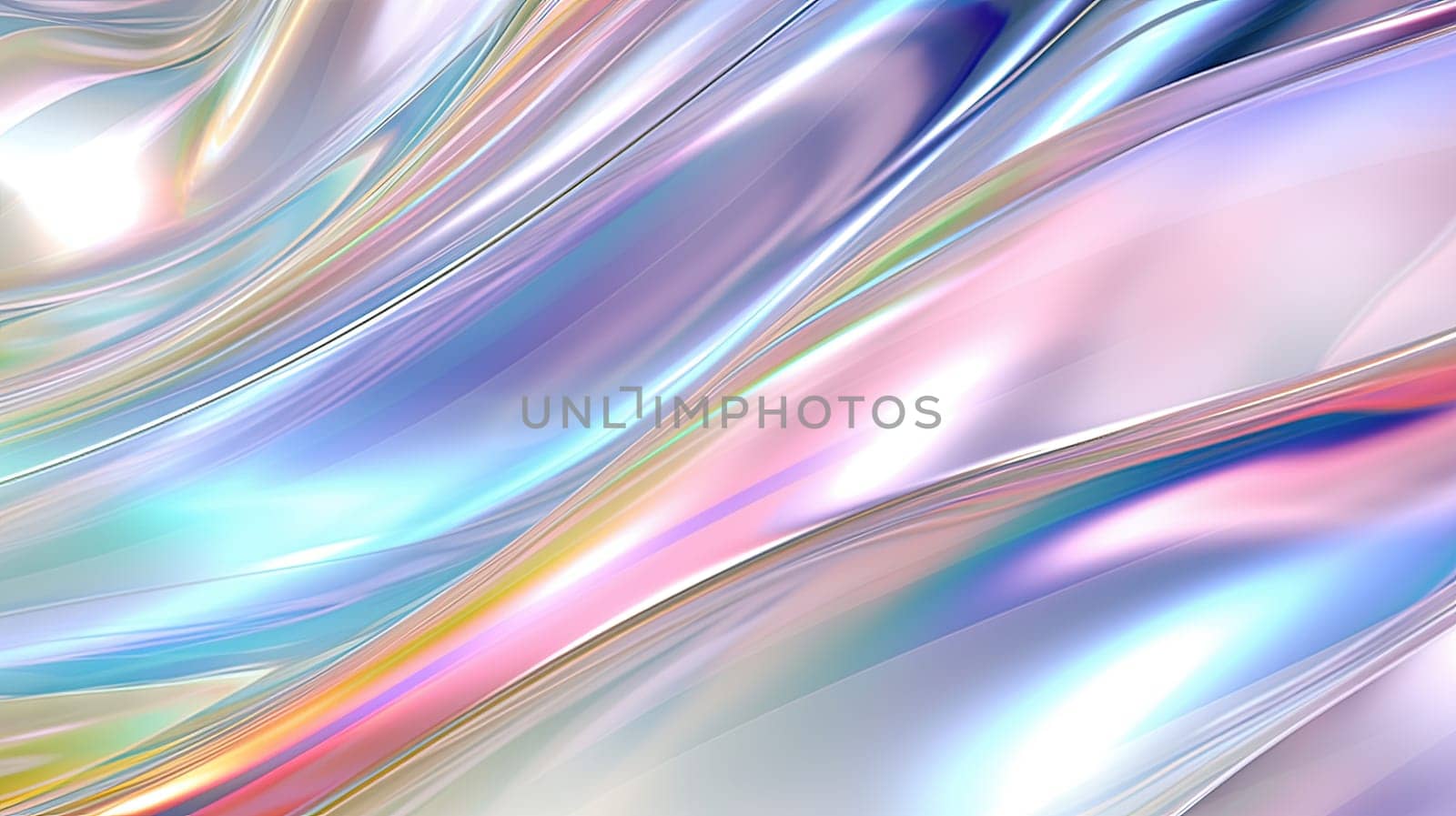 Abstract holographic waves on the iridescent background. Generated AI
