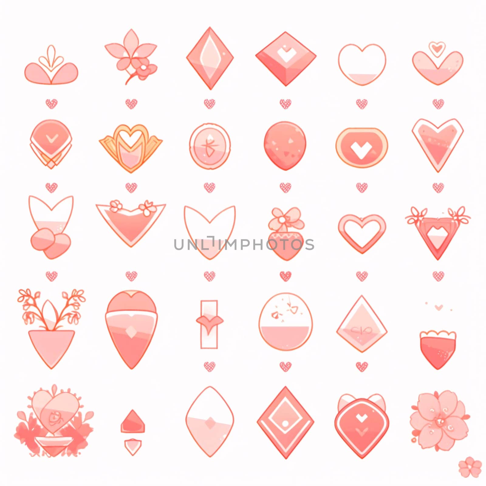 New icons collection: Vector set of pink heart icons and symbols for Valentines day.