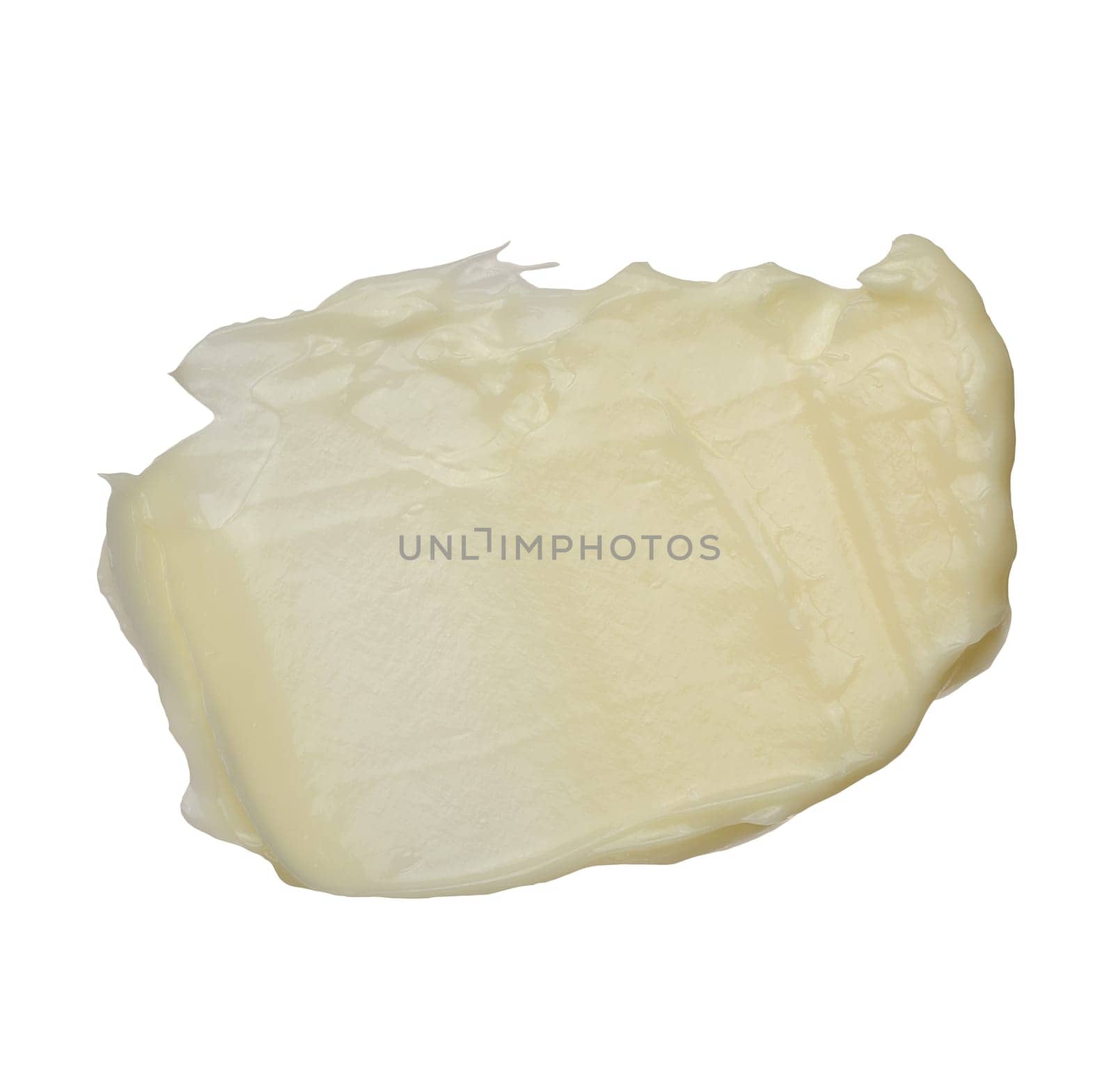 Sample of white thick cream on isolated background, close up