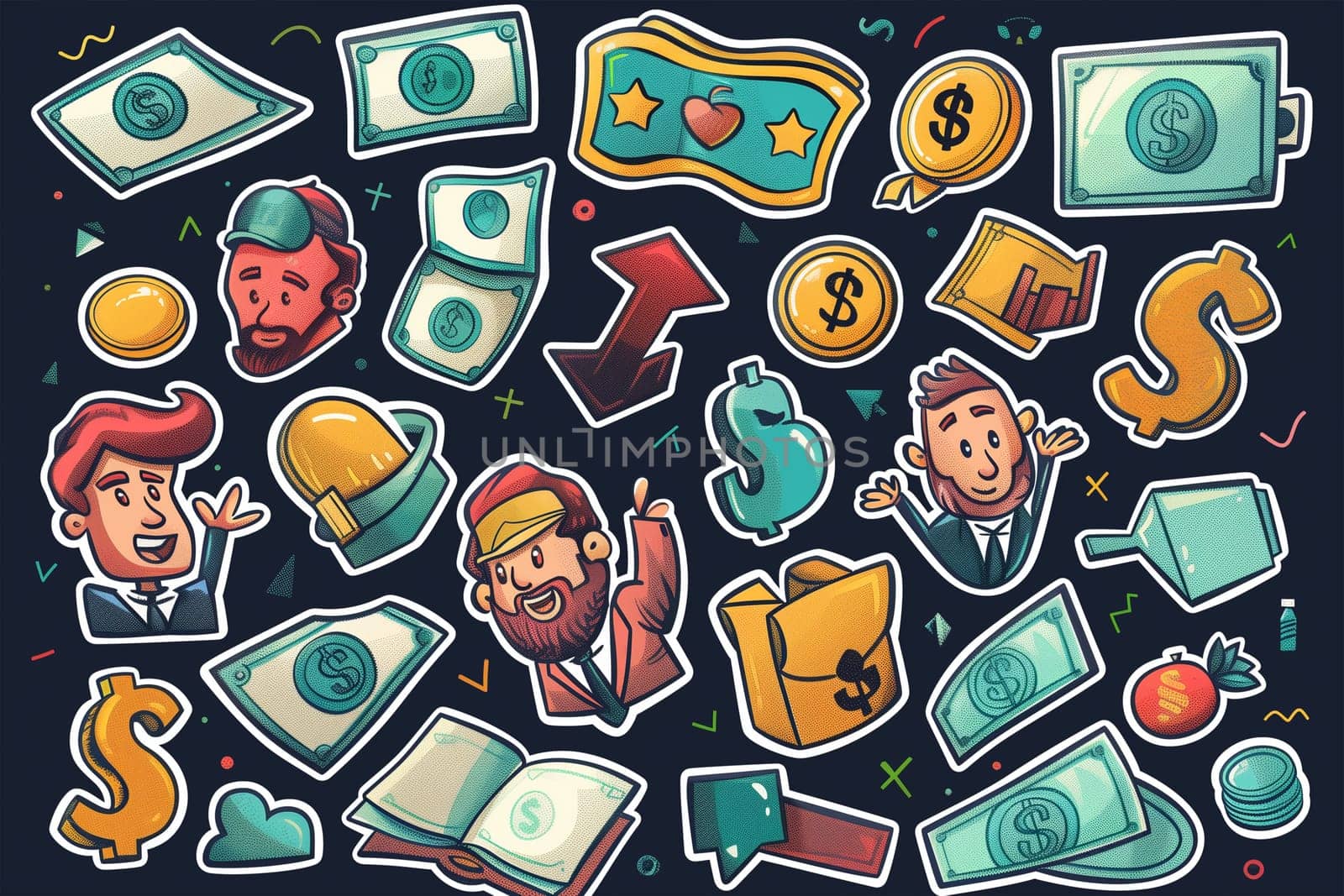 Set of Money Icons on Dark Background by Sd28DimoN_1976
