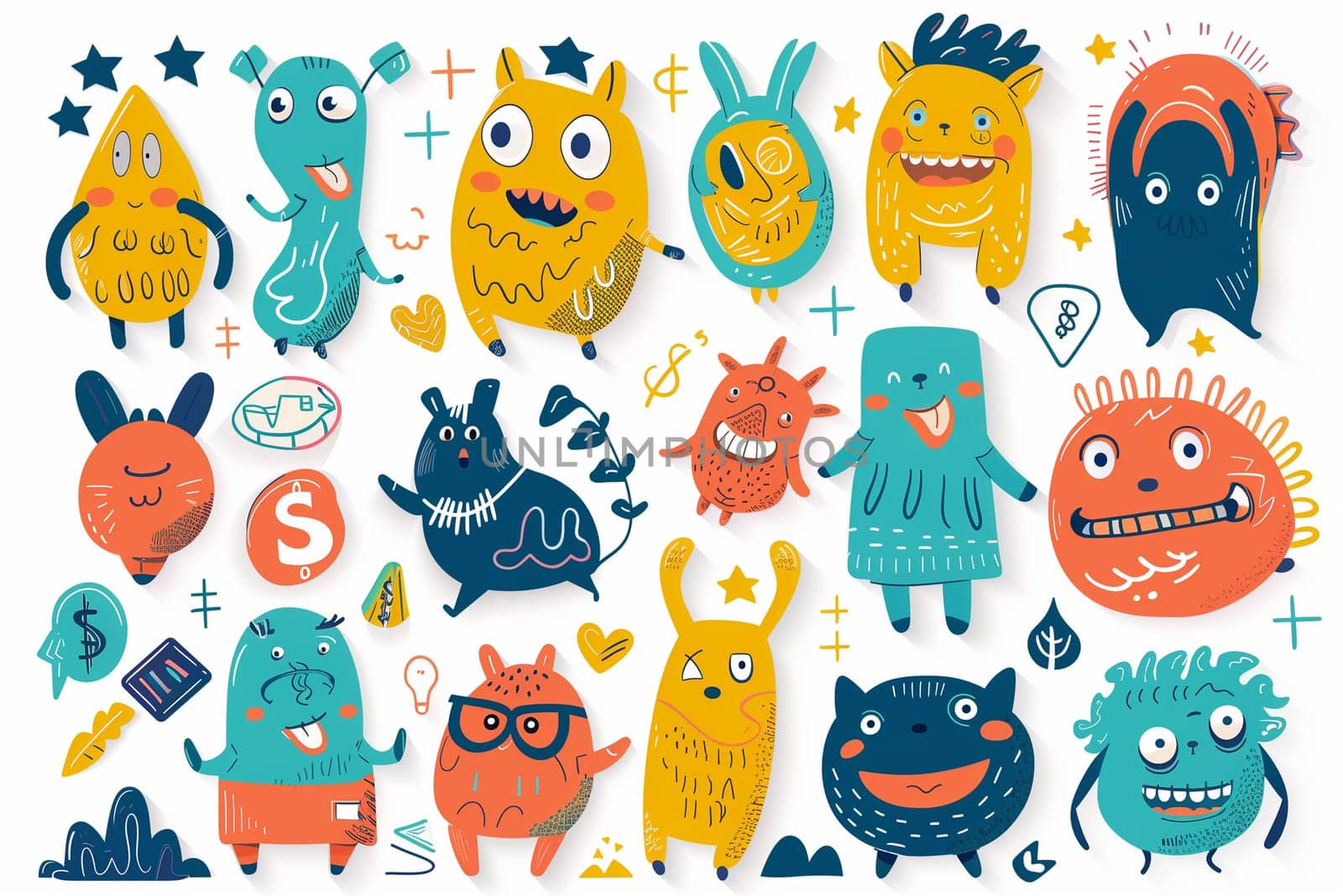 Group of Cartoon Monsters on White Background by Sd28DimoN_1976