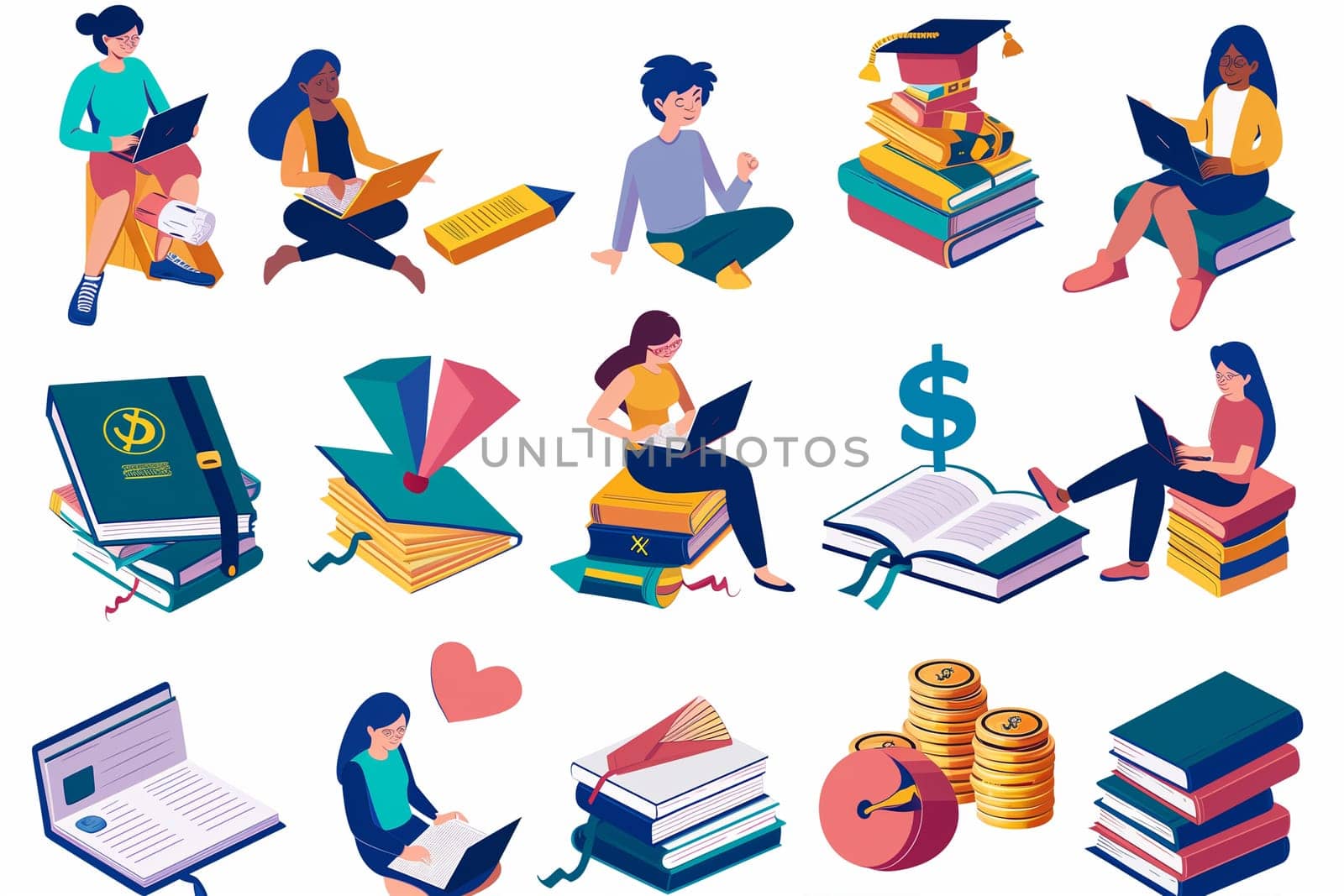 Colorful Illustration of People Engaged in Financial Literacy and Education by Sd28DimoN_1976