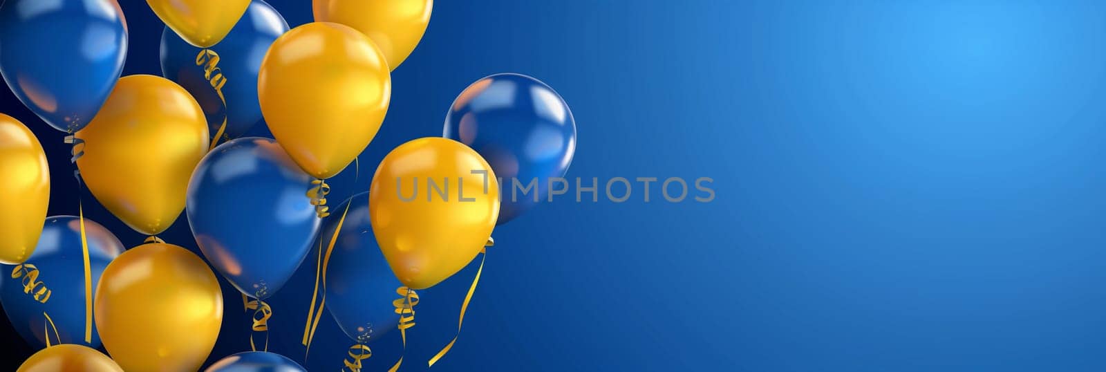 Blue and Yellow Balloons on Blue Background by Sd28DimoN_1976