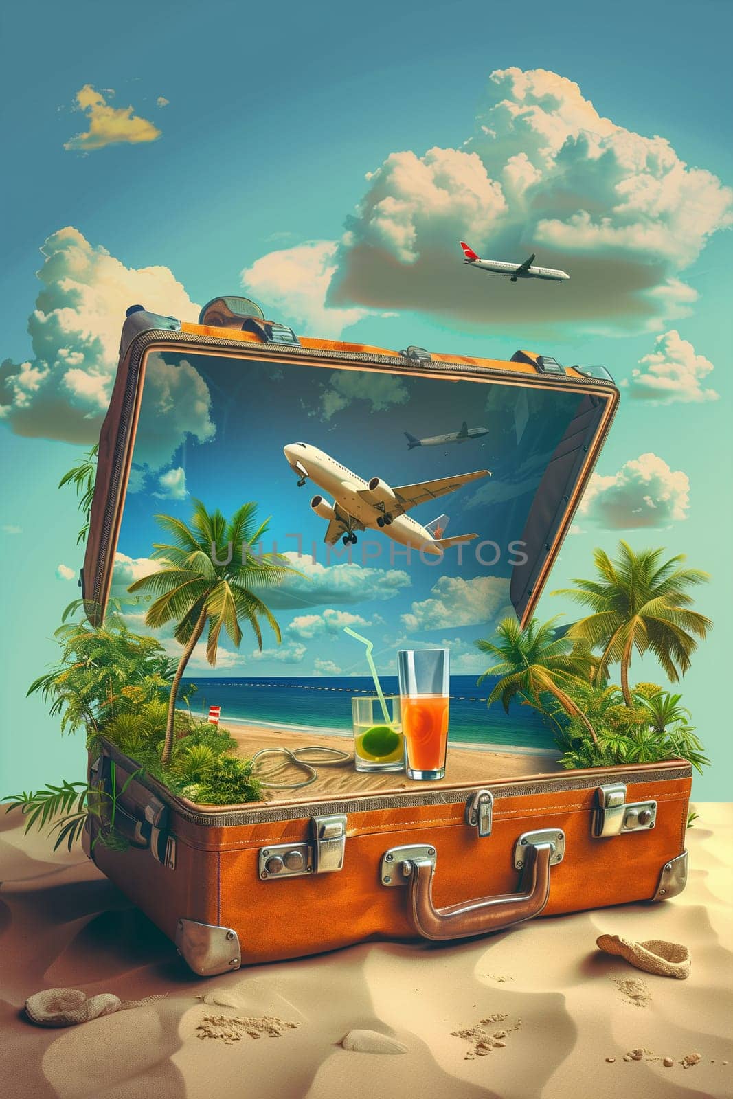 Suitcase, Drink, Palm Trees on Beach by Sd28DimoN_1976