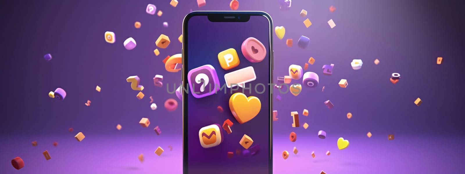 Smartphone with 3D Social Media Icons and Emojis by ThemesS