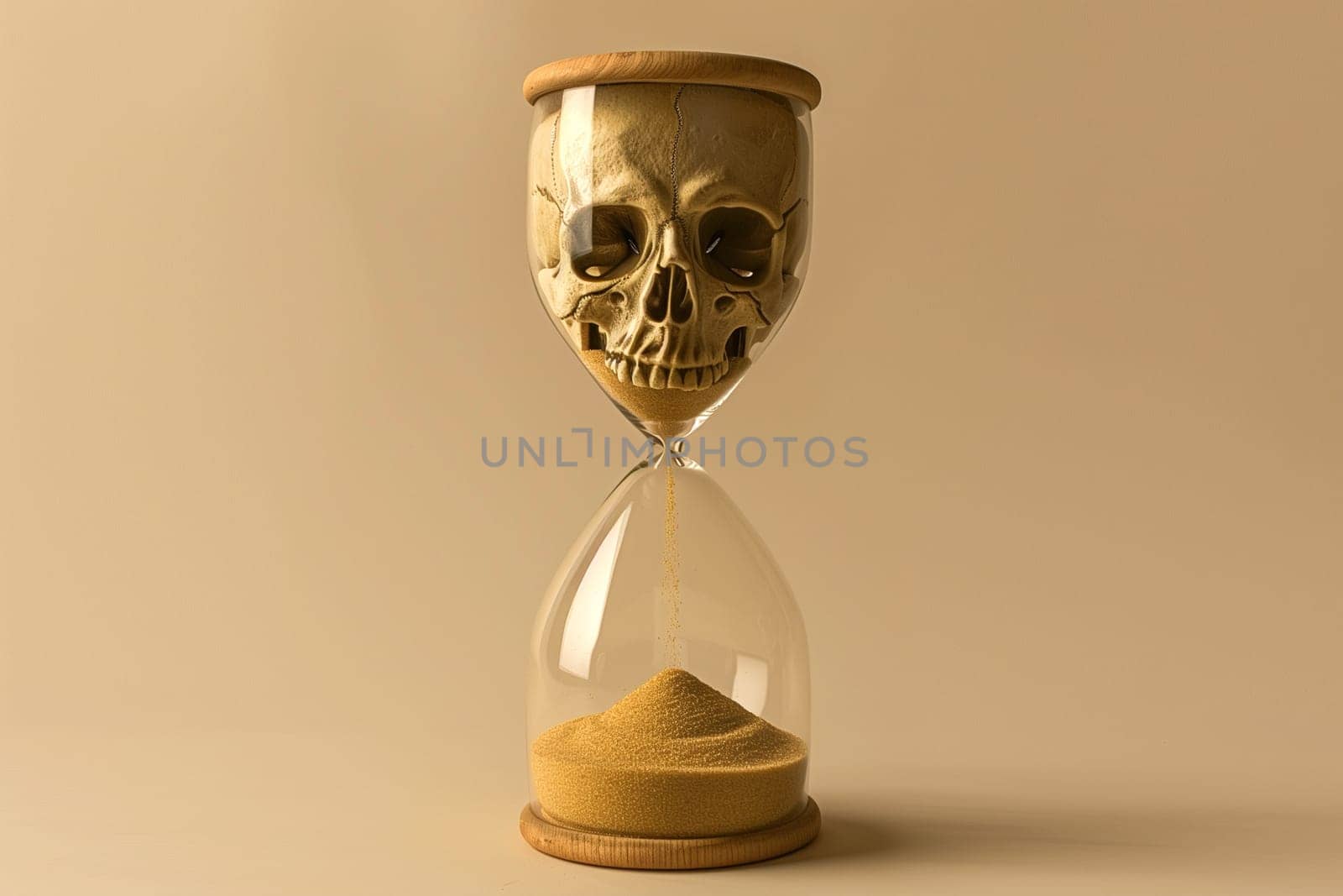 Skull in an Hourglass on Beige Background by Sd28DimoN_1976