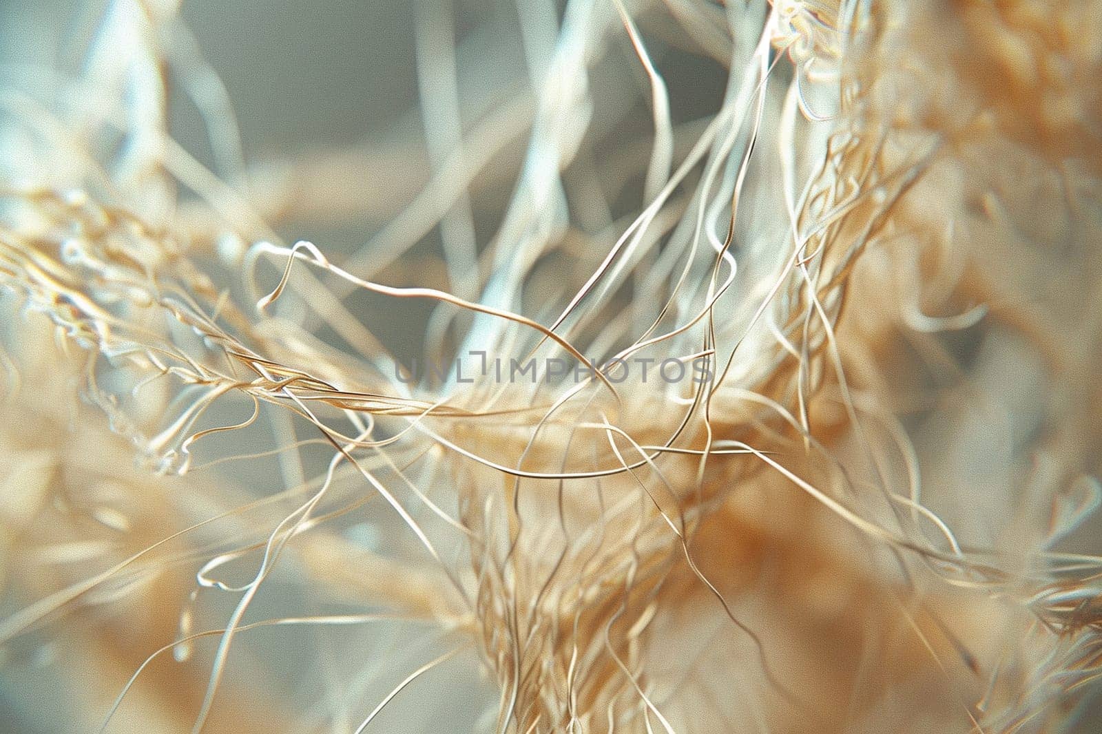 Macro image of a linen rope under a microscope. Horizontal macro background.